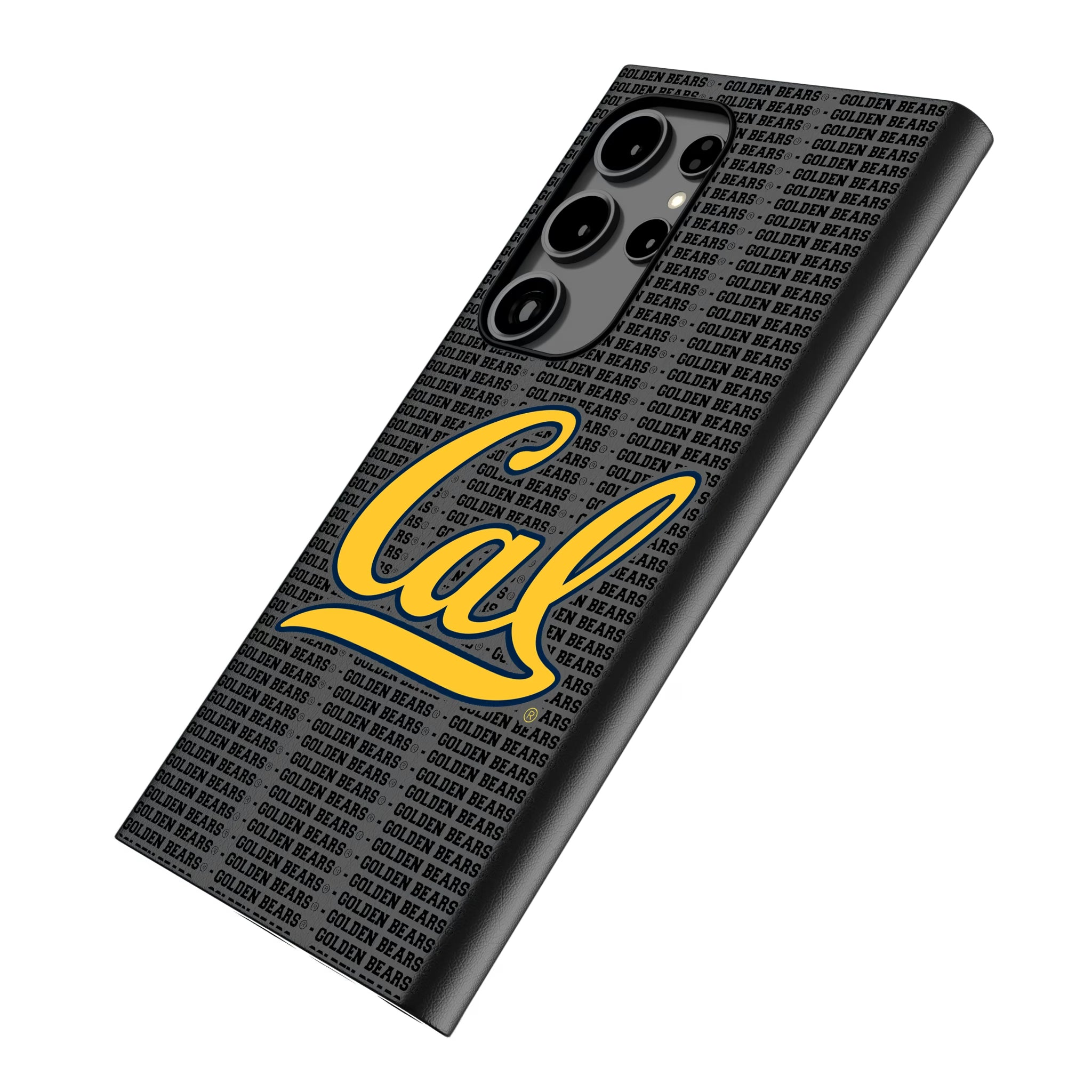 University of California Berkeley Golden Bears Text Backdrop Galaxy MagSafe Compatible Phone Case for Samsung Galaxy - Isometric View