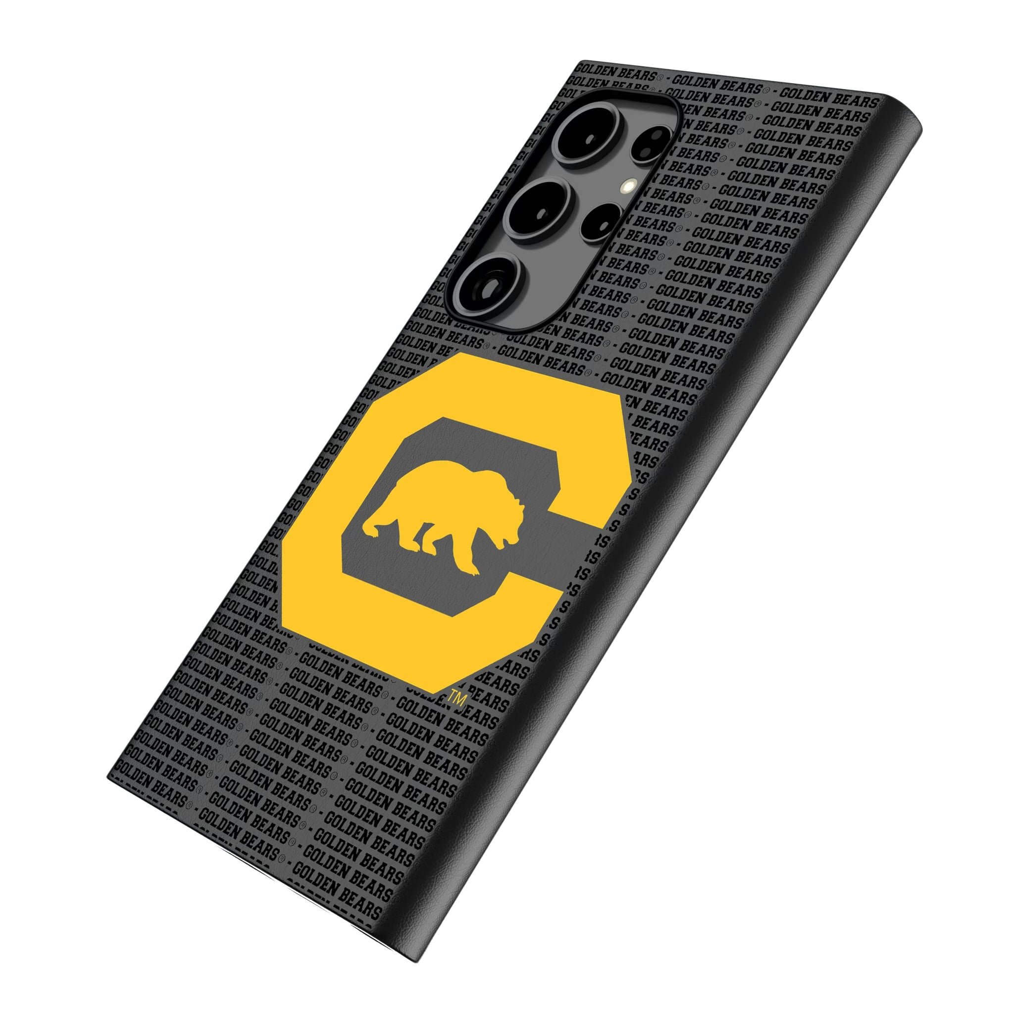University of California Berkeley Golden Bears Text Backdrop Galaxy MagSafe Compatible Phone Case for Samsung Galaxy - Isometric View