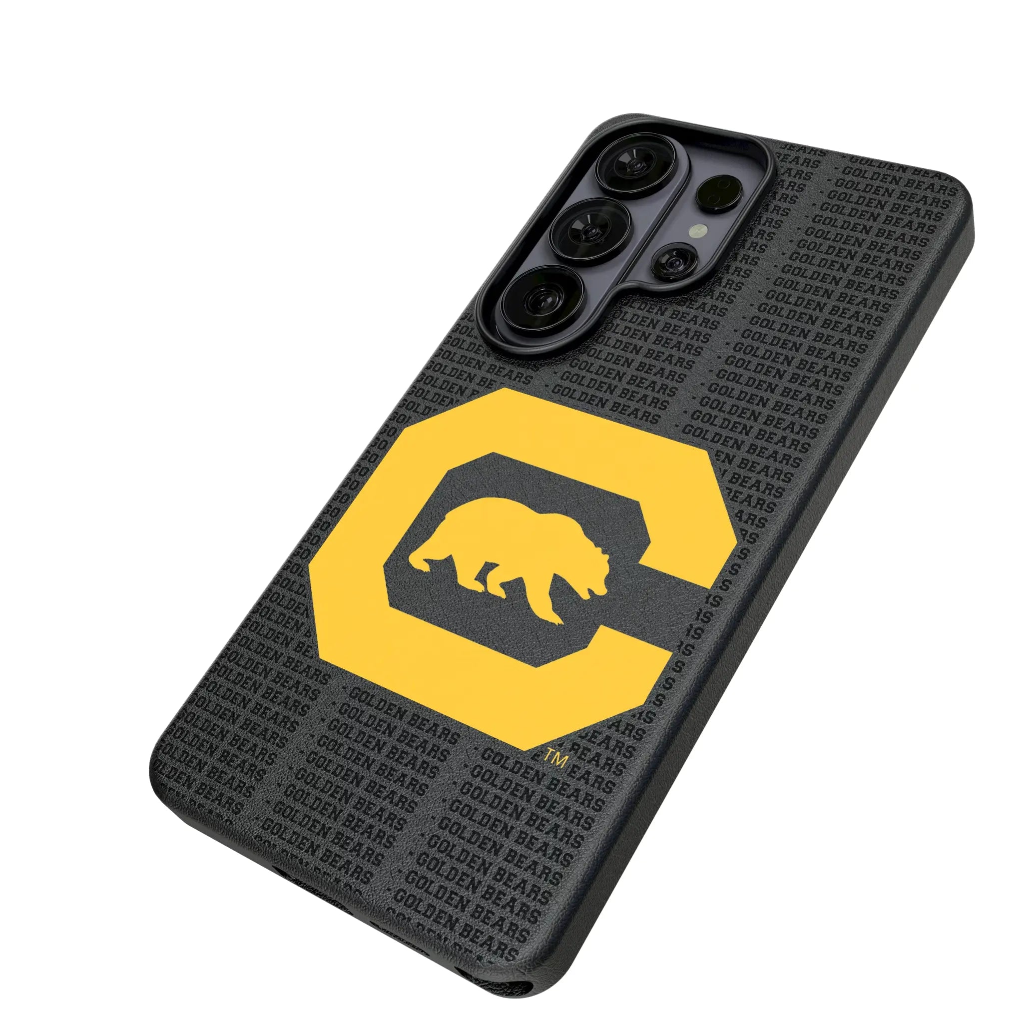University of California Berkeley Golden Bears Text Backdrop Galaxy MagSafe Compatible Phone Case for Samsung Galaxy - Isometric View#Device_Galaxy S26 Ultra