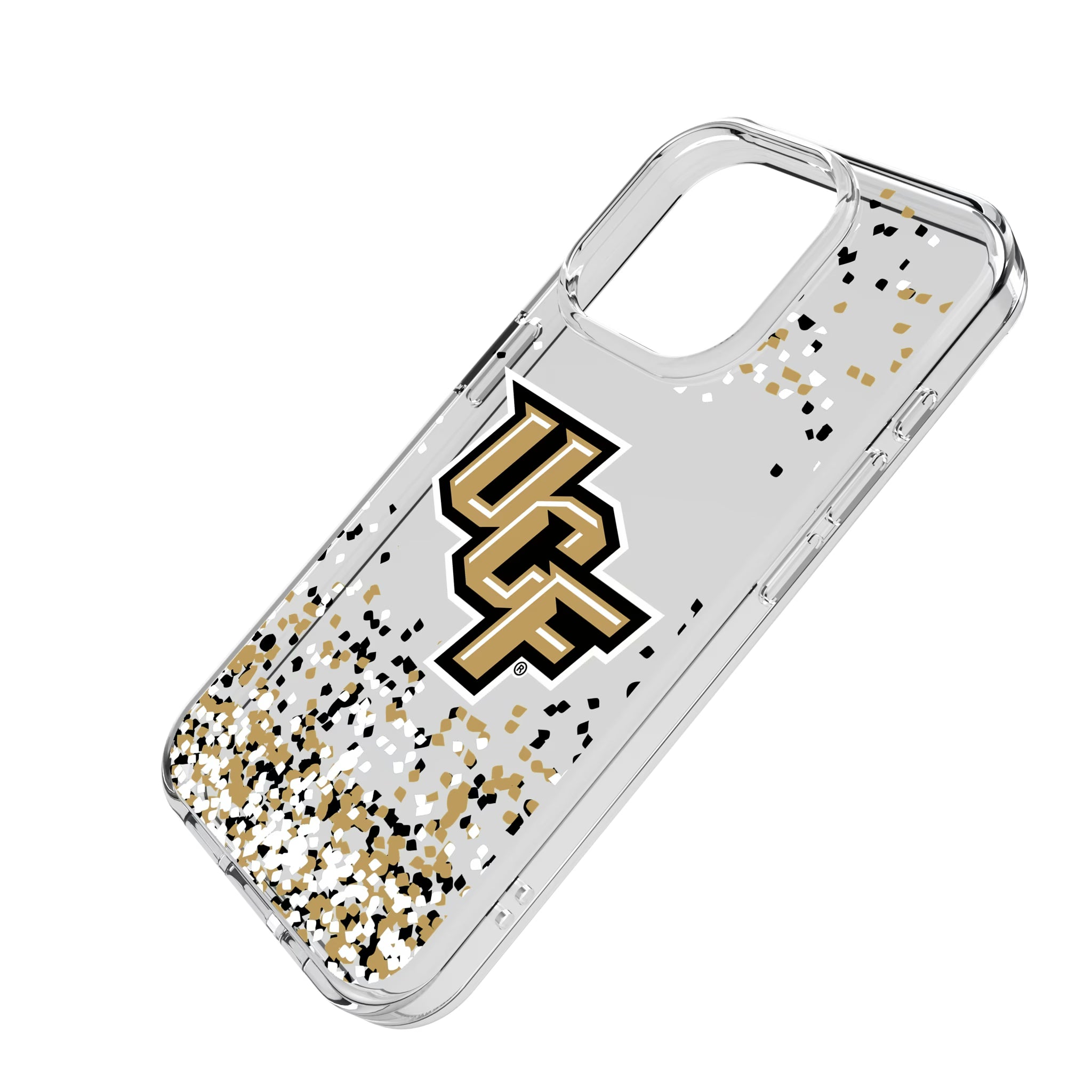 University of Central Florida Golden Knights Confetti iPhone Clear Phone Case for Apple iPhone - Isometric View