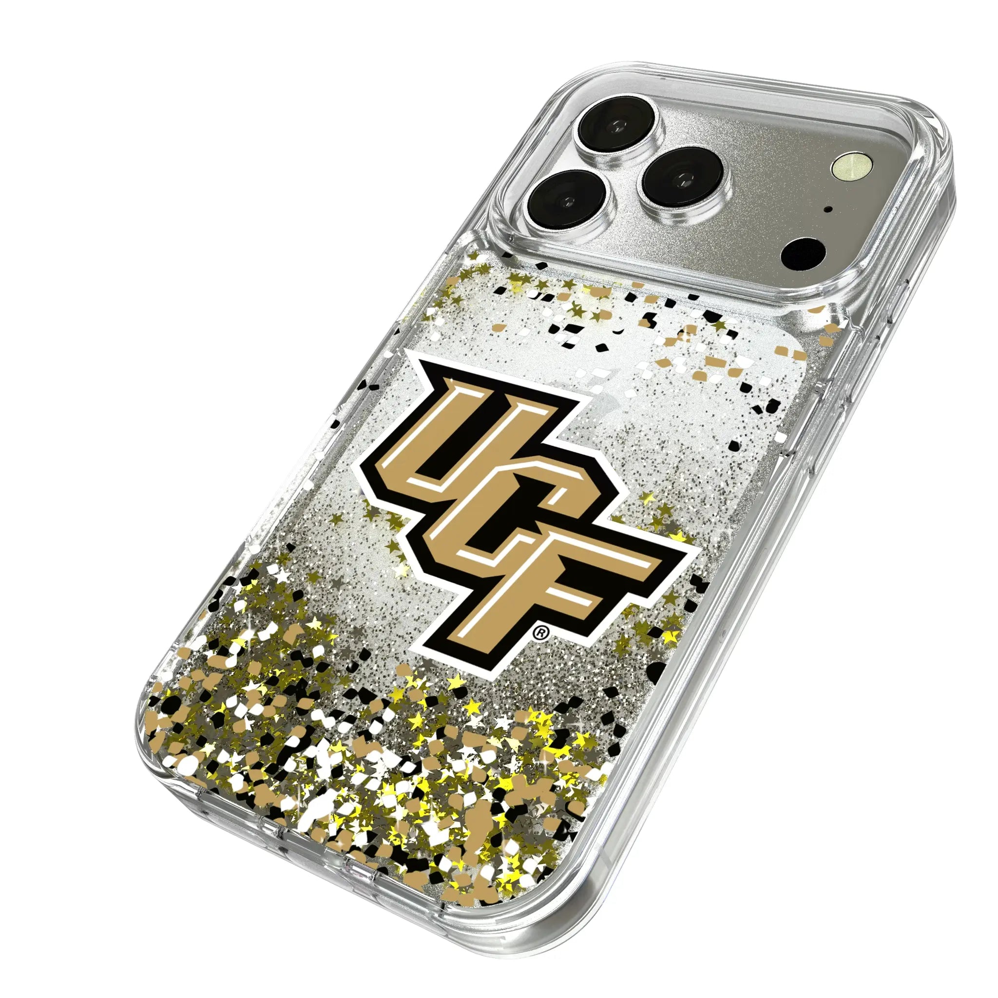 University of Central Florida Golden Knights Confetti iPhone Glitter Phone Case for Apple iPhone - Isometric View