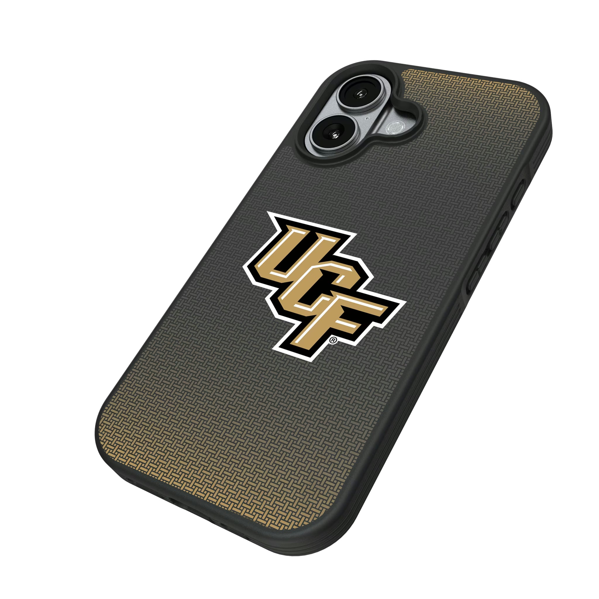 University of Central Florida Golden Knights Linen iPhone Bump Phone Case for Apple iPhone - Isometric View#Device_iPhone 17