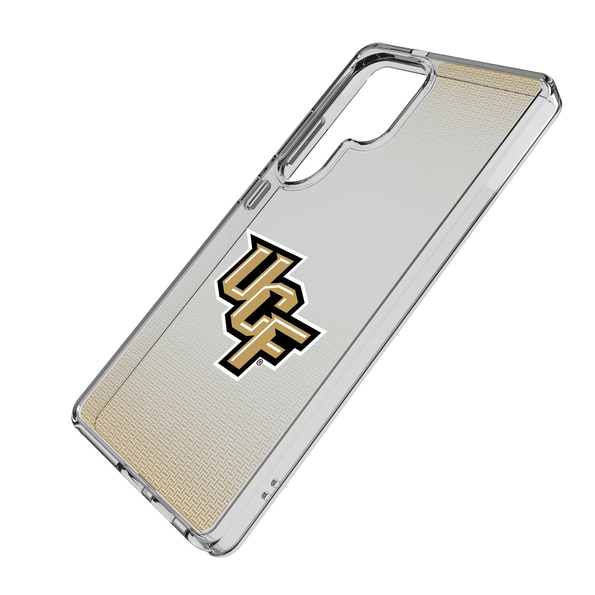 University of Central Florida Golden Knights Linen Galaxy Clear Phone Case for Samsung Galaxy - Isometric View