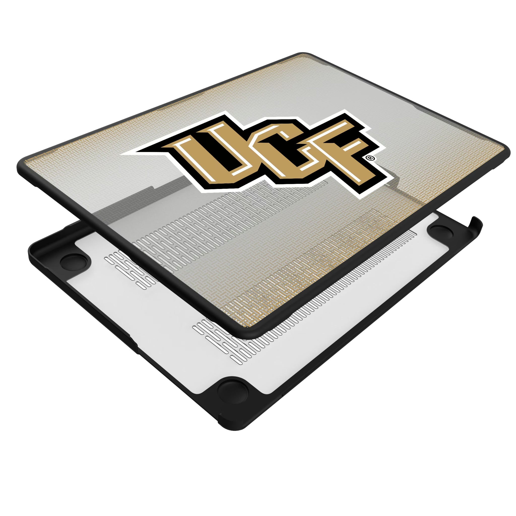 University of Central Florida Golden Knights Linen MacBook Laptop Case for Apple MacBook - Isometric View#Device_MacBook Pro (14-inch, 2021) / MacBook Pro (14-inch, 2023) / MacBook Pro (14-inch, 2024)
