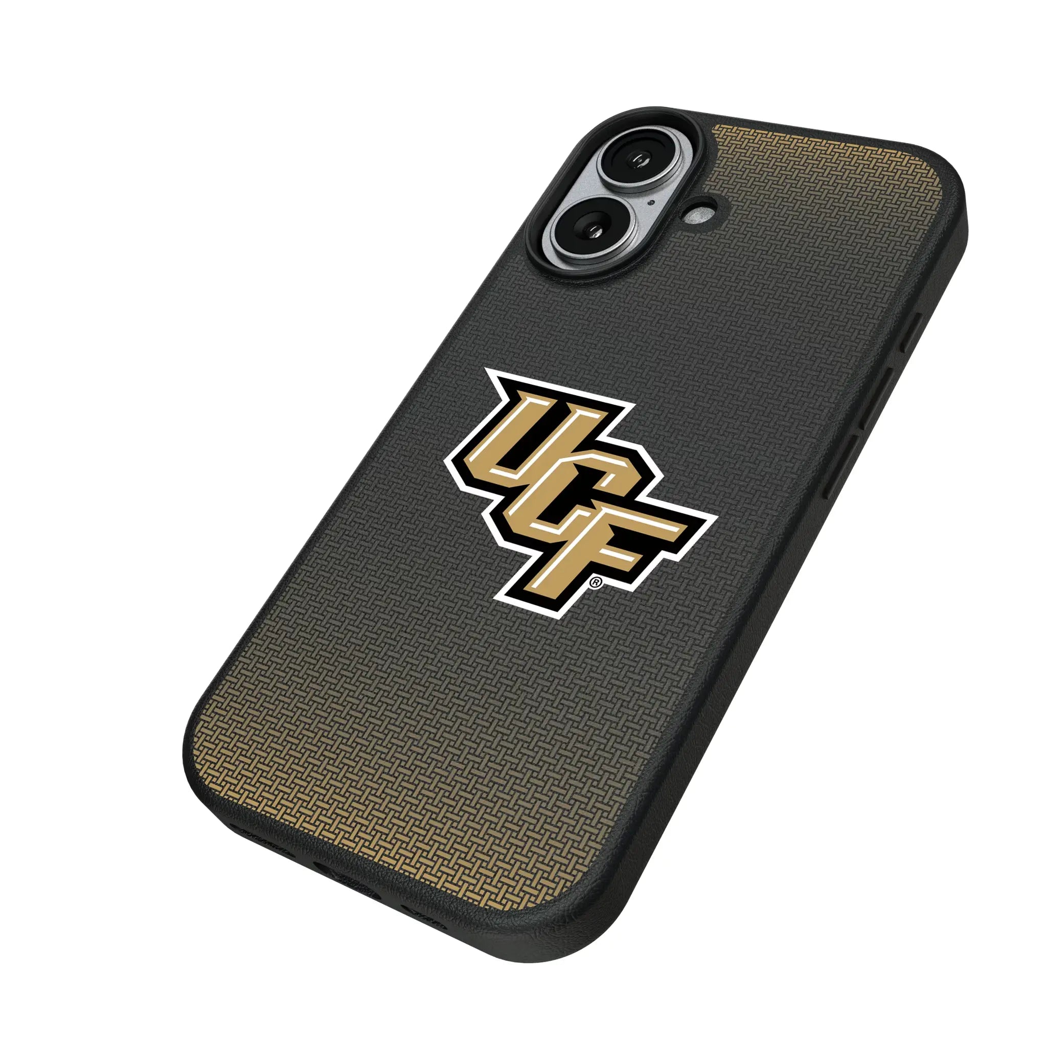 University of Central Florida Golden Knights Linen iPhone MagSafe Compatible Phone Case for Apple iPhone - Isometric View#Device_iPhone 17