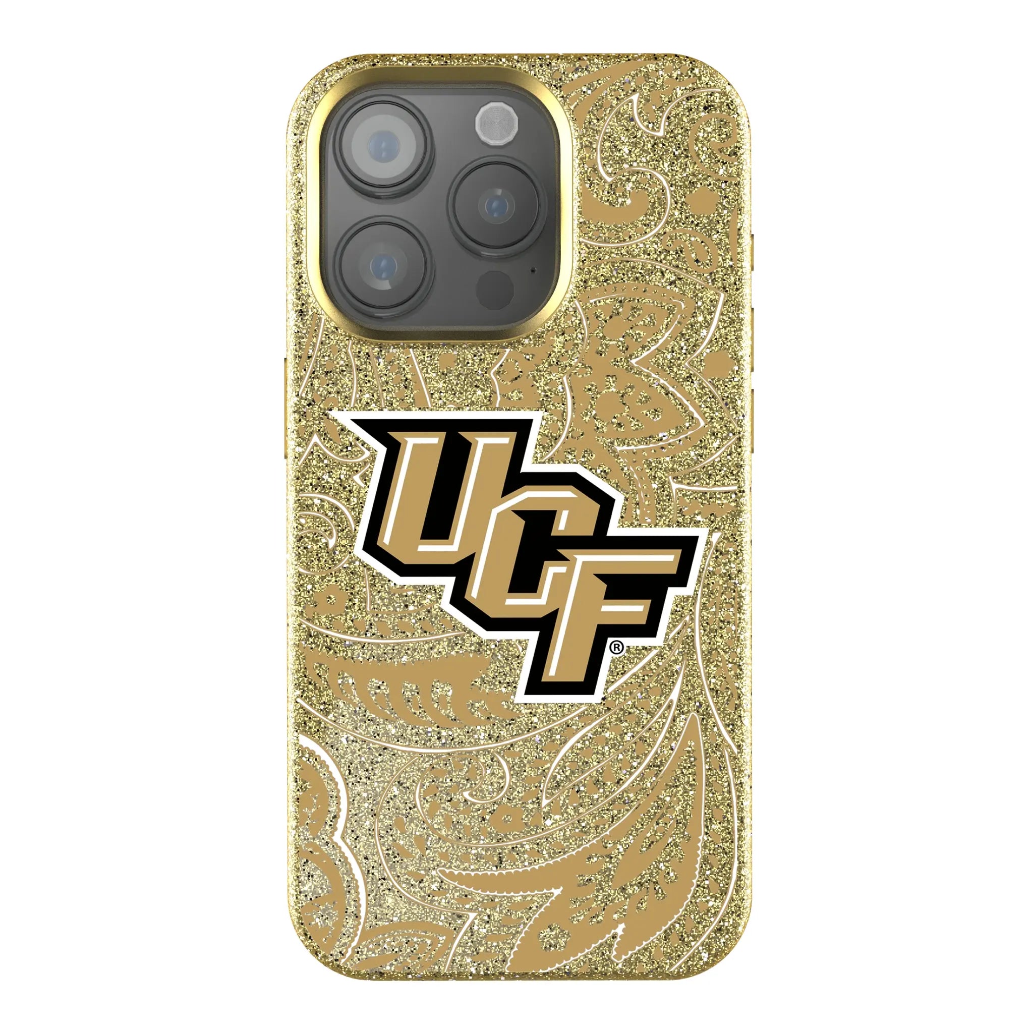 University of Central Florida Golden Knights Paisley iPhone Bling Phone Case for Apple iPhone