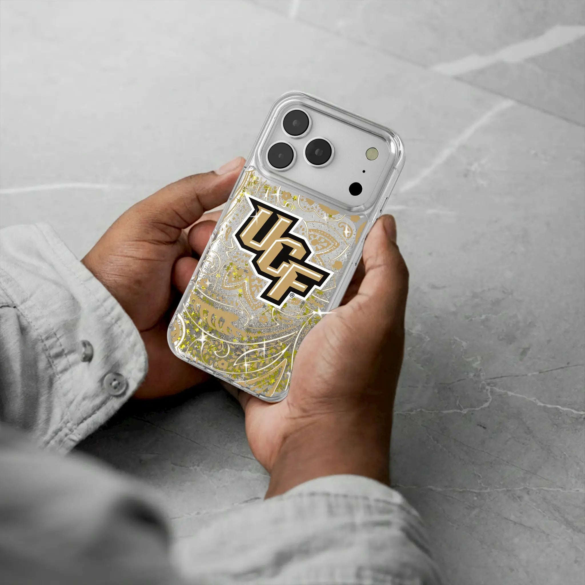 University of Central Florida Golden Knights Paisley iPhone Glitter Phone Case for Apple iPhone - Lifestyle
