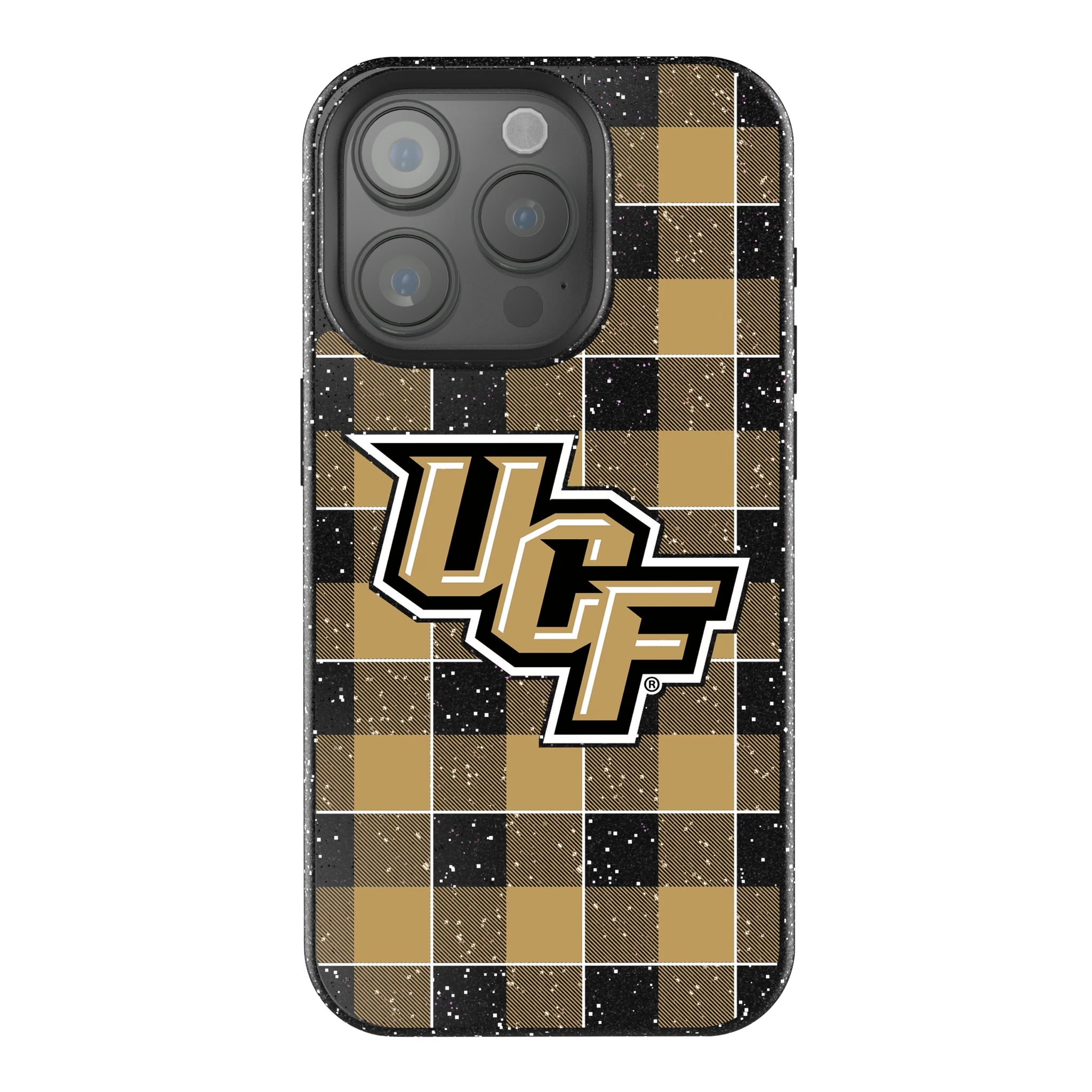 University of Central Florida Golden Knights Plaid iPhone Bling Phone Case for Apple iPhone