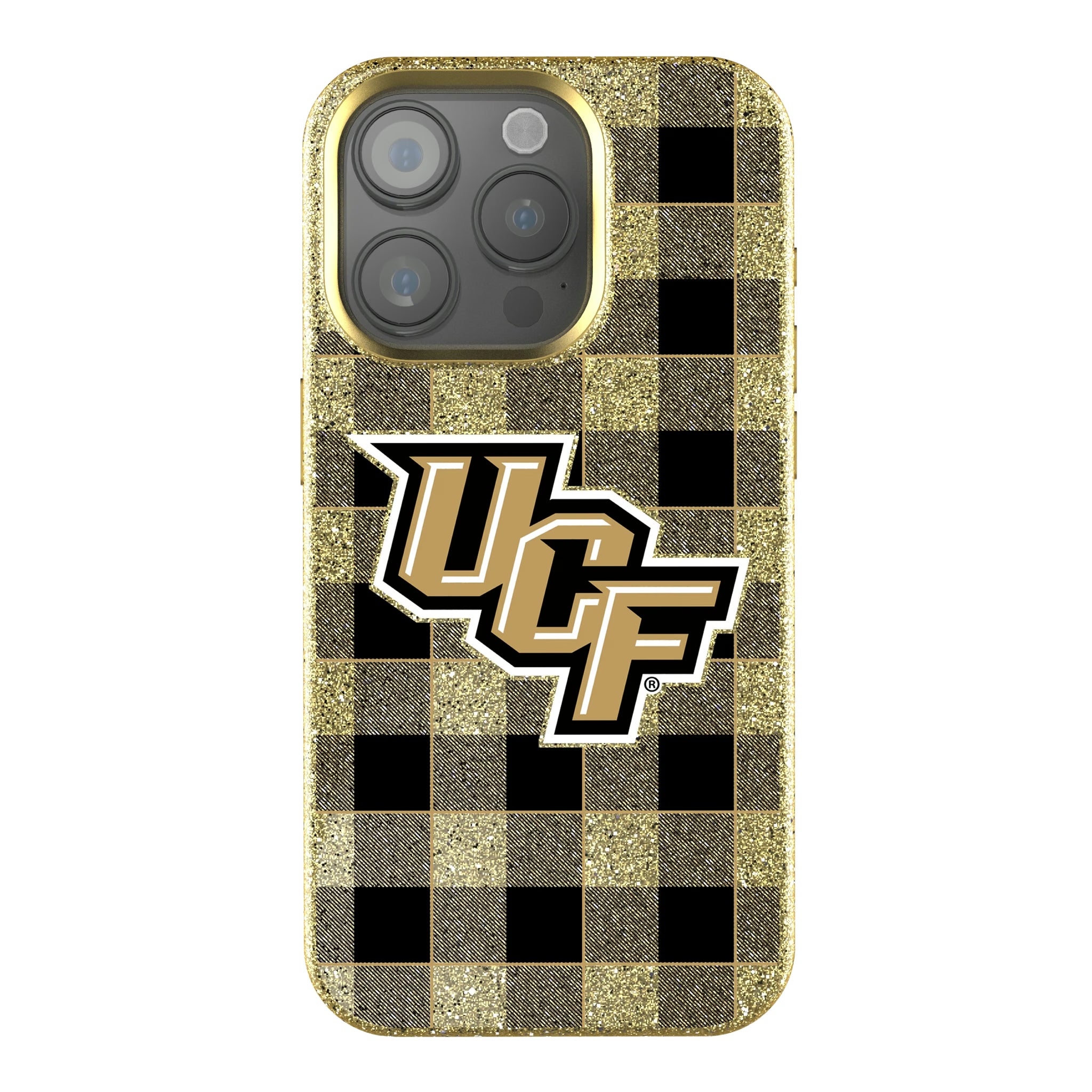 University of Central Florida Golden Knights Plaid iPhone Bling Phone Case for Apple iPhone