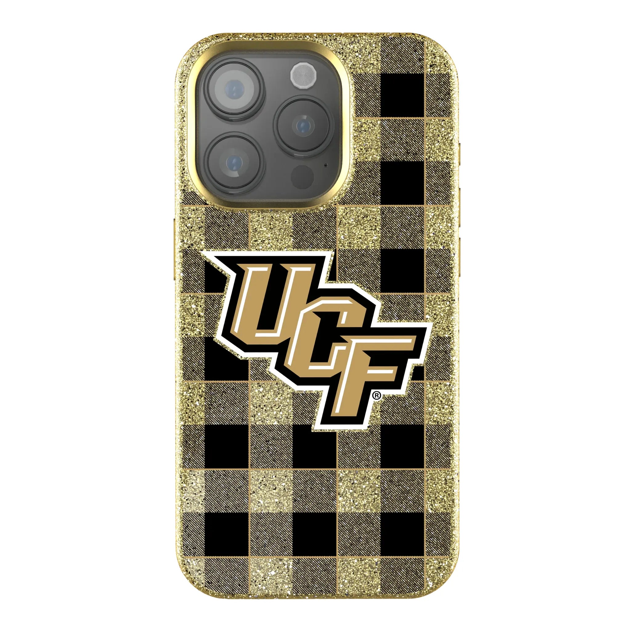 University of Central Florida Golden Knights Plaid iPhone Bling Phone Case for Apple iPhone