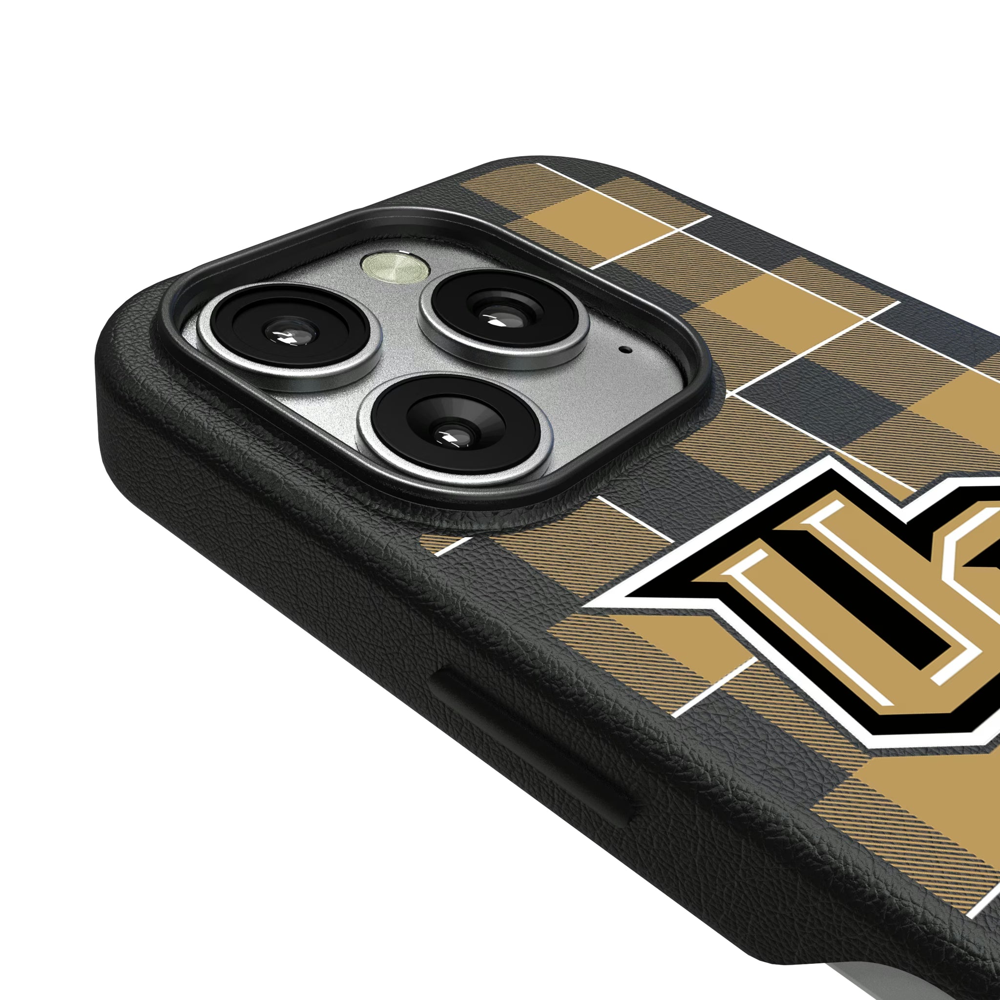 University of Central Florida Golden Knights Plaid iPhone MagSafe Compatible Phone Case for Apple iPhone - Detail