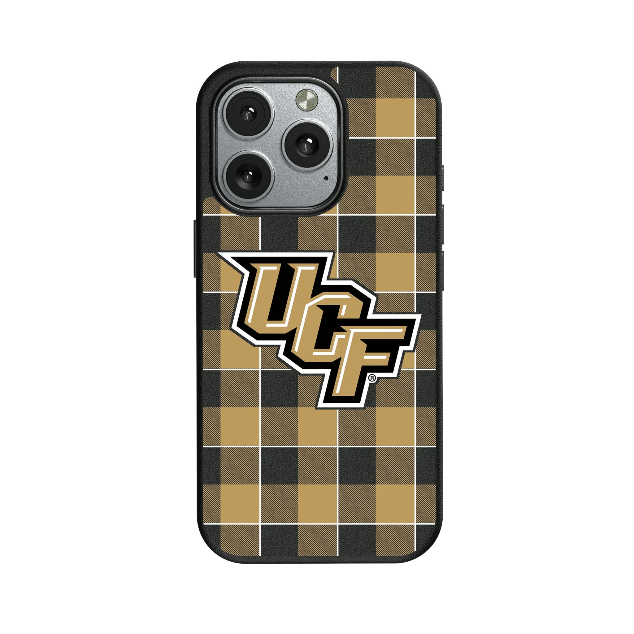 University of Central Florida Golden Knights Plaid iPhone MagSafe Compatible Phone Case for Apple iPhone