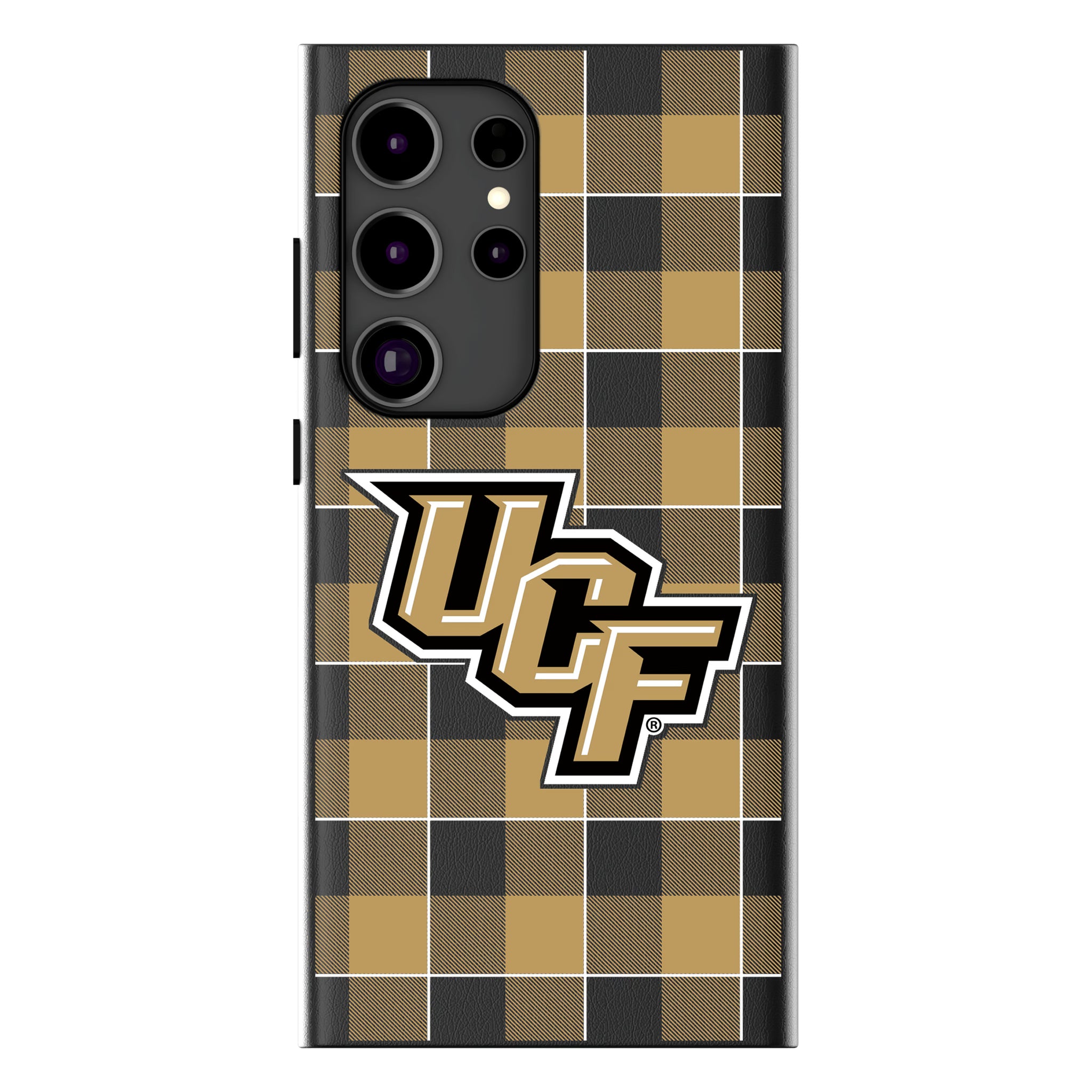 University of Central Florida Golden Knights Plaid Galaxy MagSafe Compatible Phone Case for Samsung Galaxy