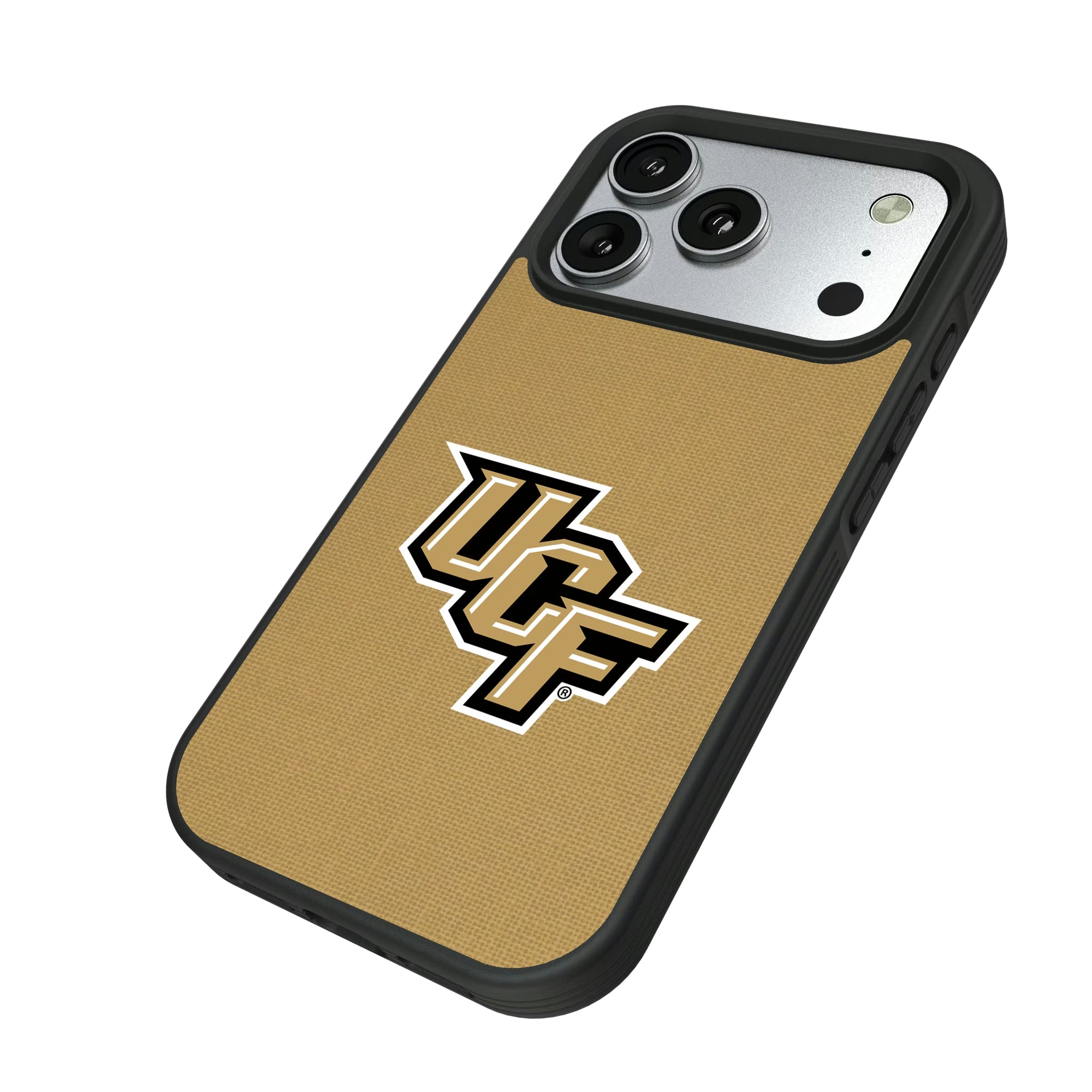 University of Central Florida Golden Knights Solid iPhone Bump Phone Case for Apple iPhone - Isometric View#Device_iPhone 17 Pro