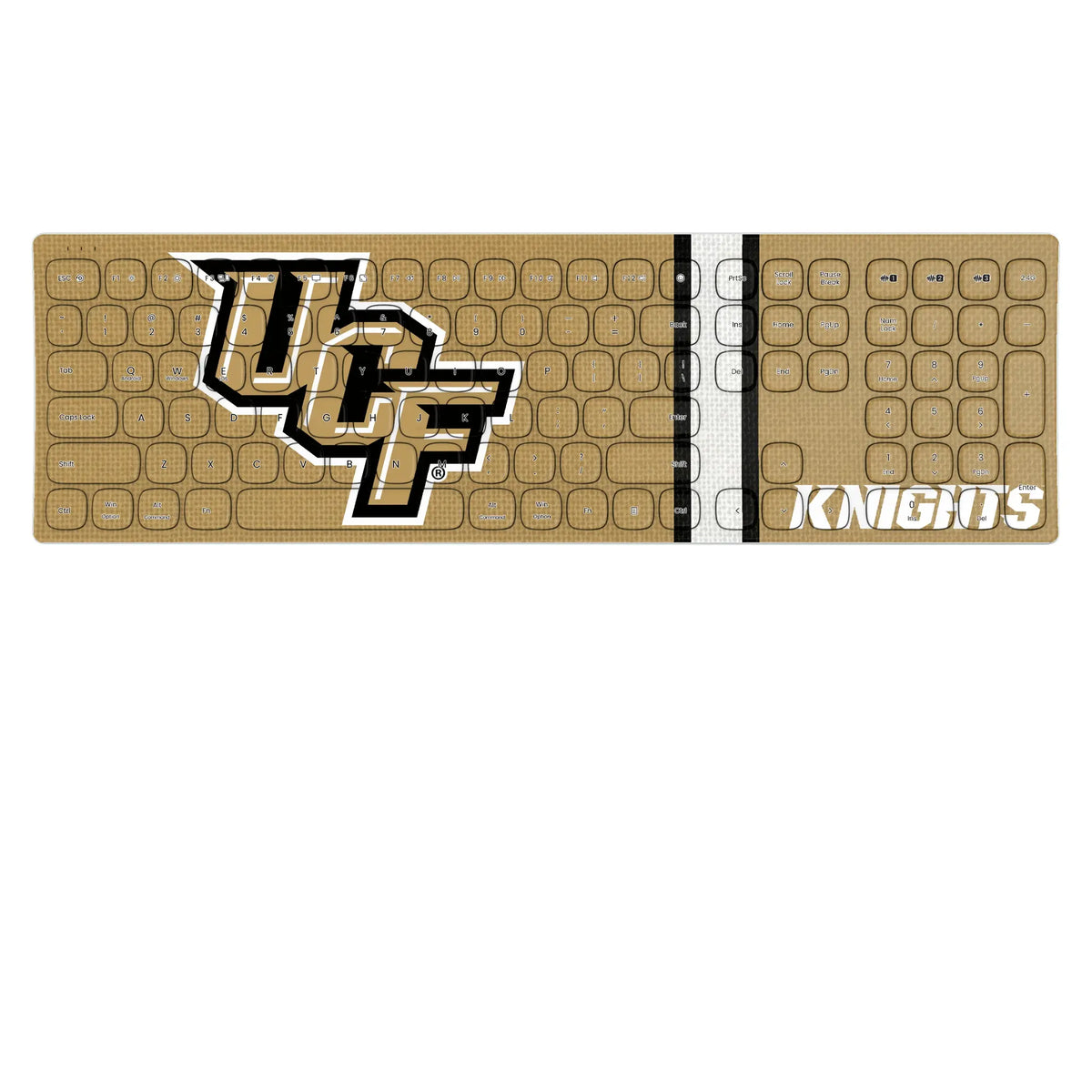 University of Central Florida Golden Knights Stripe KKB605 Curved Wireless Keyboard