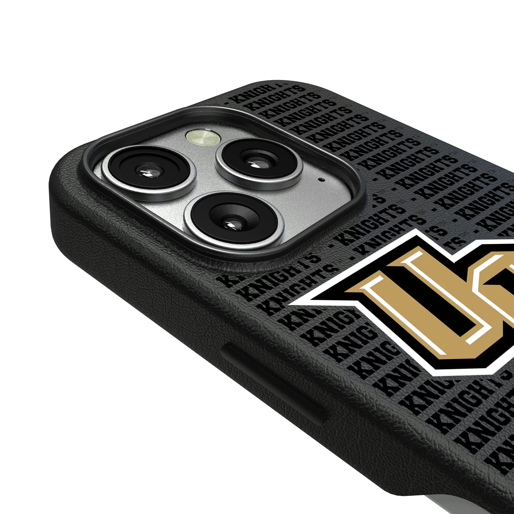 University of Central Florida Golden Knights Text Backdrop iPhone MagSafe Compatible Phone Case for Apple iPhone - Detail