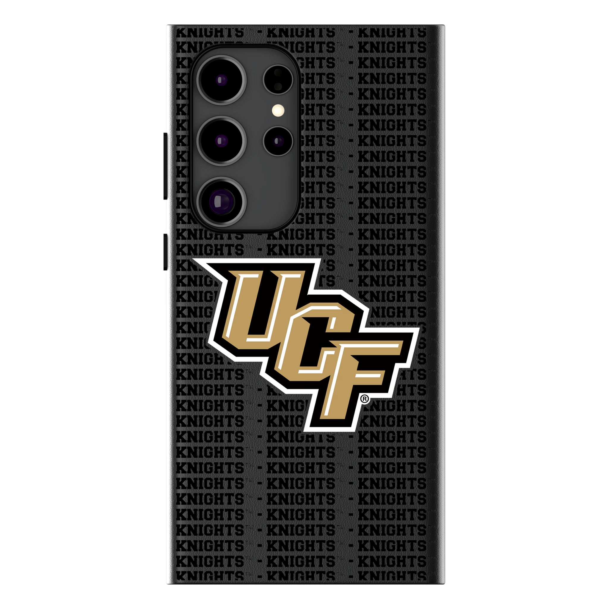 University of Central Florida Golden Knights Text Backdrop Galaxy MagSafe Compatible Phone Case for Samsung Galaxy