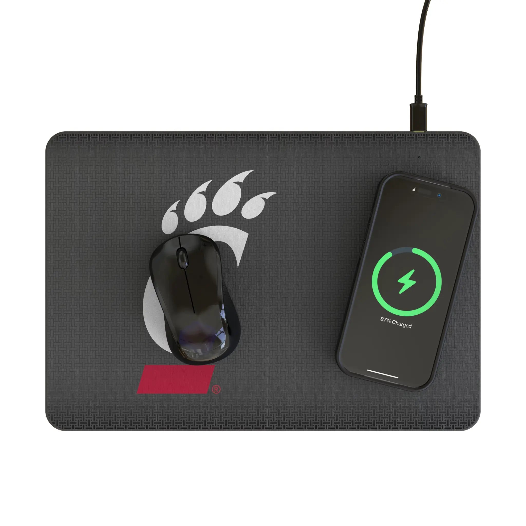 University of Cincinnati Bearcats Linen 15-Watt Wireless Charger and Mouse Pad - Lifestyle