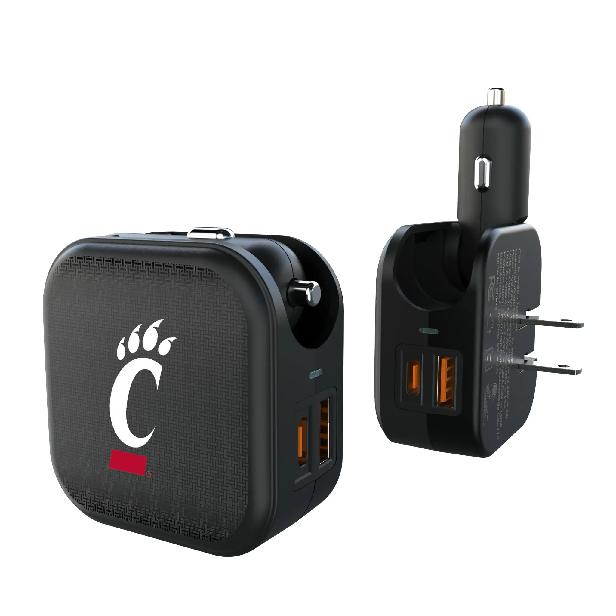 University of Cincinnati Bearcats Linen 2 in 1 USB A/C Charger