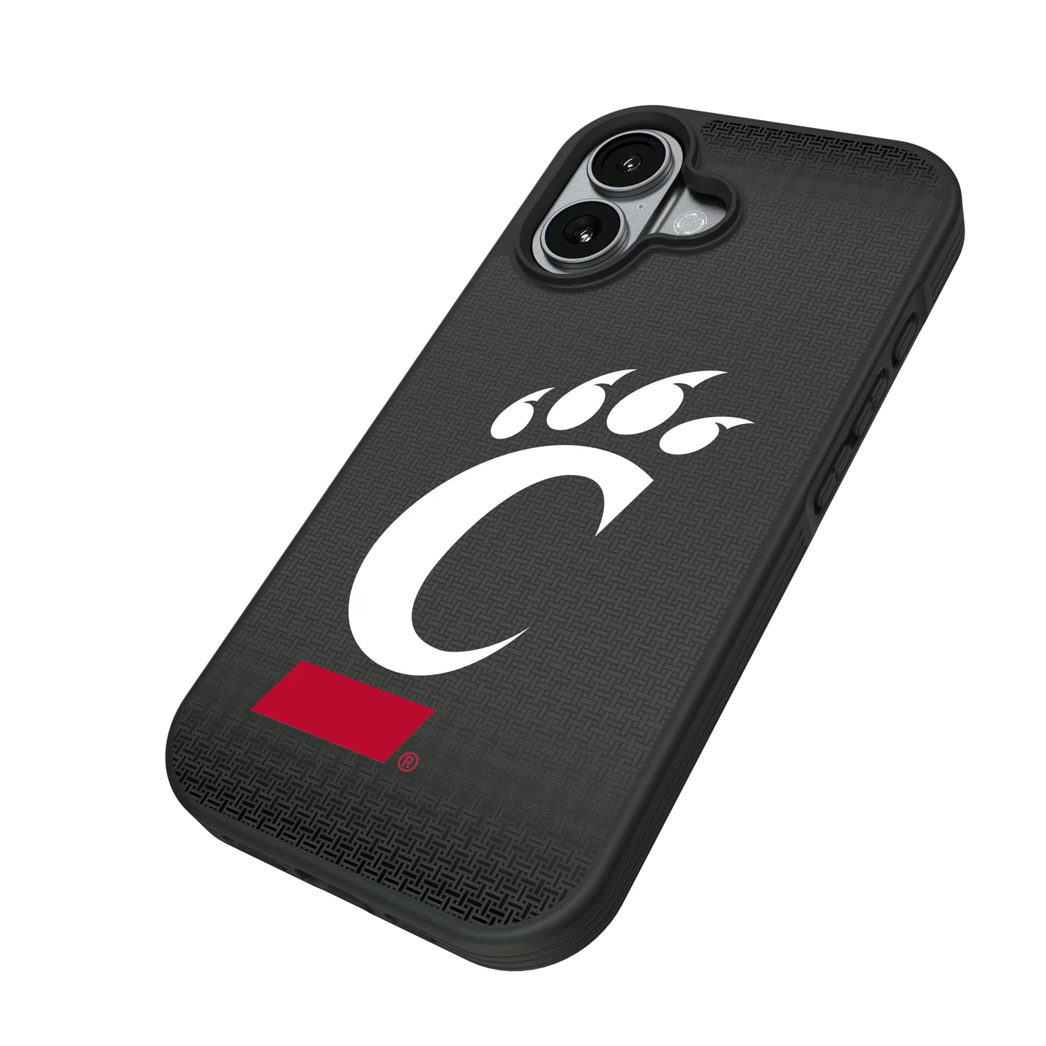 University of Cincinnati Bearcats Linen iPhone Bump Phone Case for Apple iPhone - Isometric View#Device_iPhone 17
