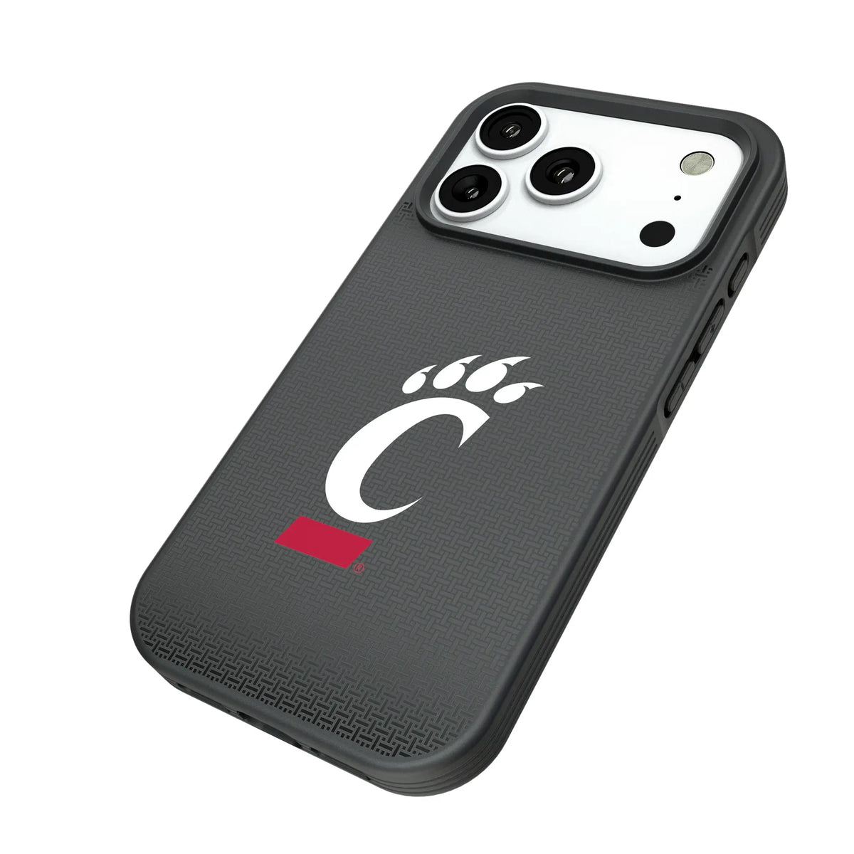 University of Cincinnati Bearcats Linen iPhone Bump Phone Case for Apple iPhone - Isometric View#Device_iPhone 18 Pro