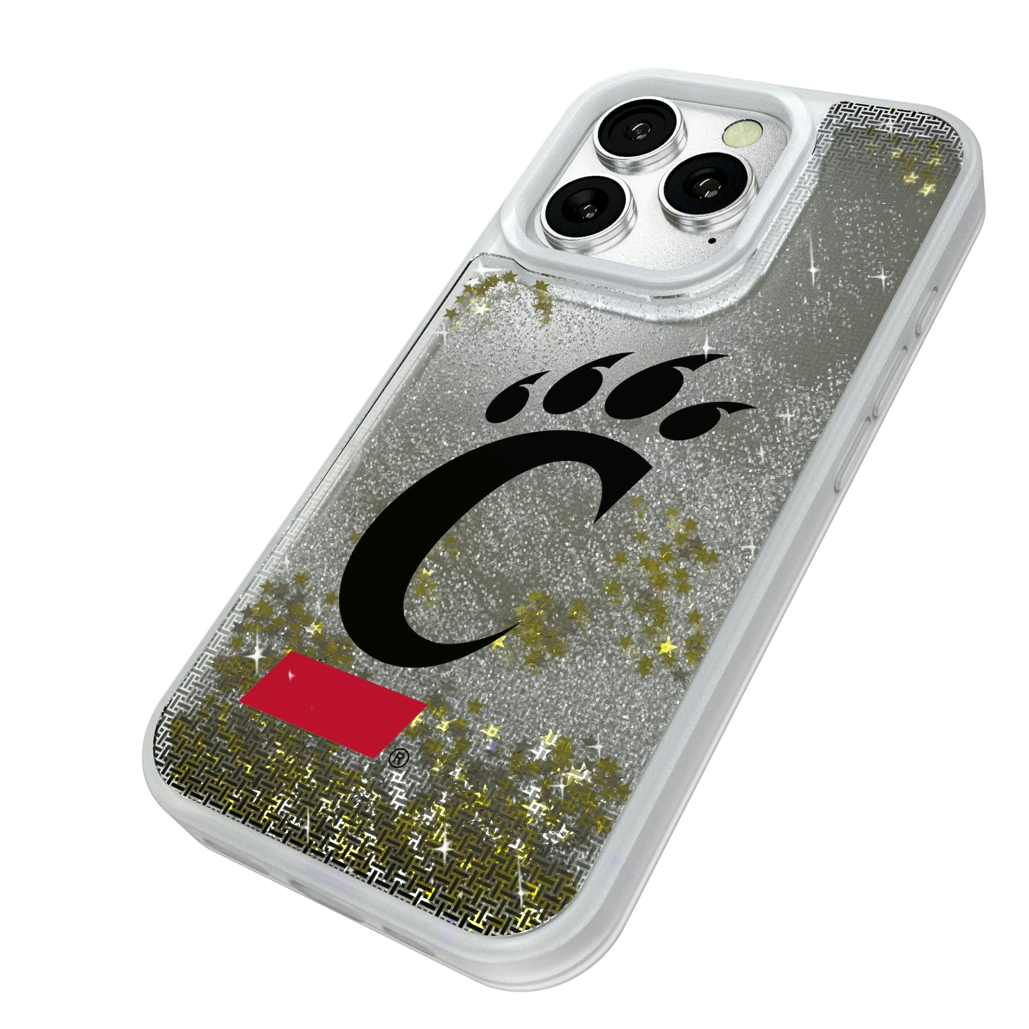 University of Cincinnati Bearcats Linen iPhone Glitter Phone Case for Apple iPhone - Isometric View#Device_iPhone 16 Pro