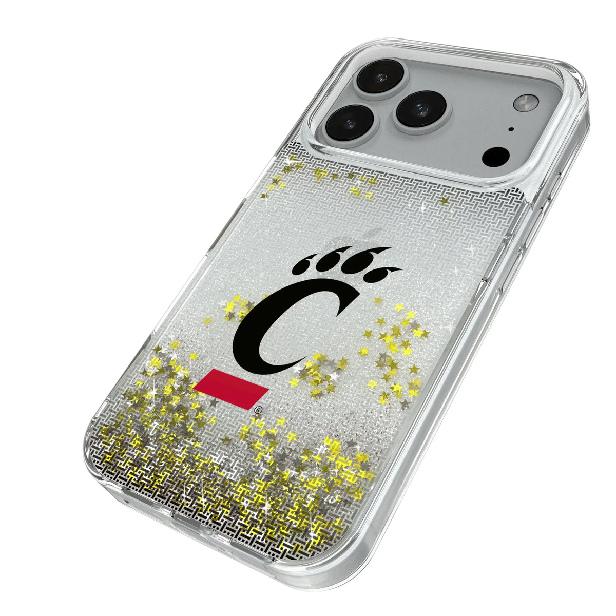 University of Cincinnati Bearcats Linen iPhone Glitter Phone Case for Apple iPhone - Isometric View#Device_iPhone 18 Pro