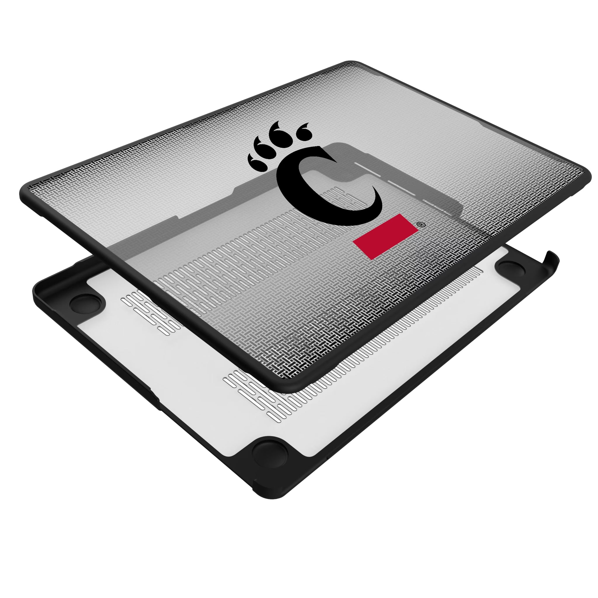 University of Cincinnati Bearcats Linen MacBook Laptop Case for Apple MacBook - Isometric View#Device_MacBook Pro (14-inch, 2021) / MacBook Pro (14-inch, 2023) / MacBook Pro (14-inch, 2024)