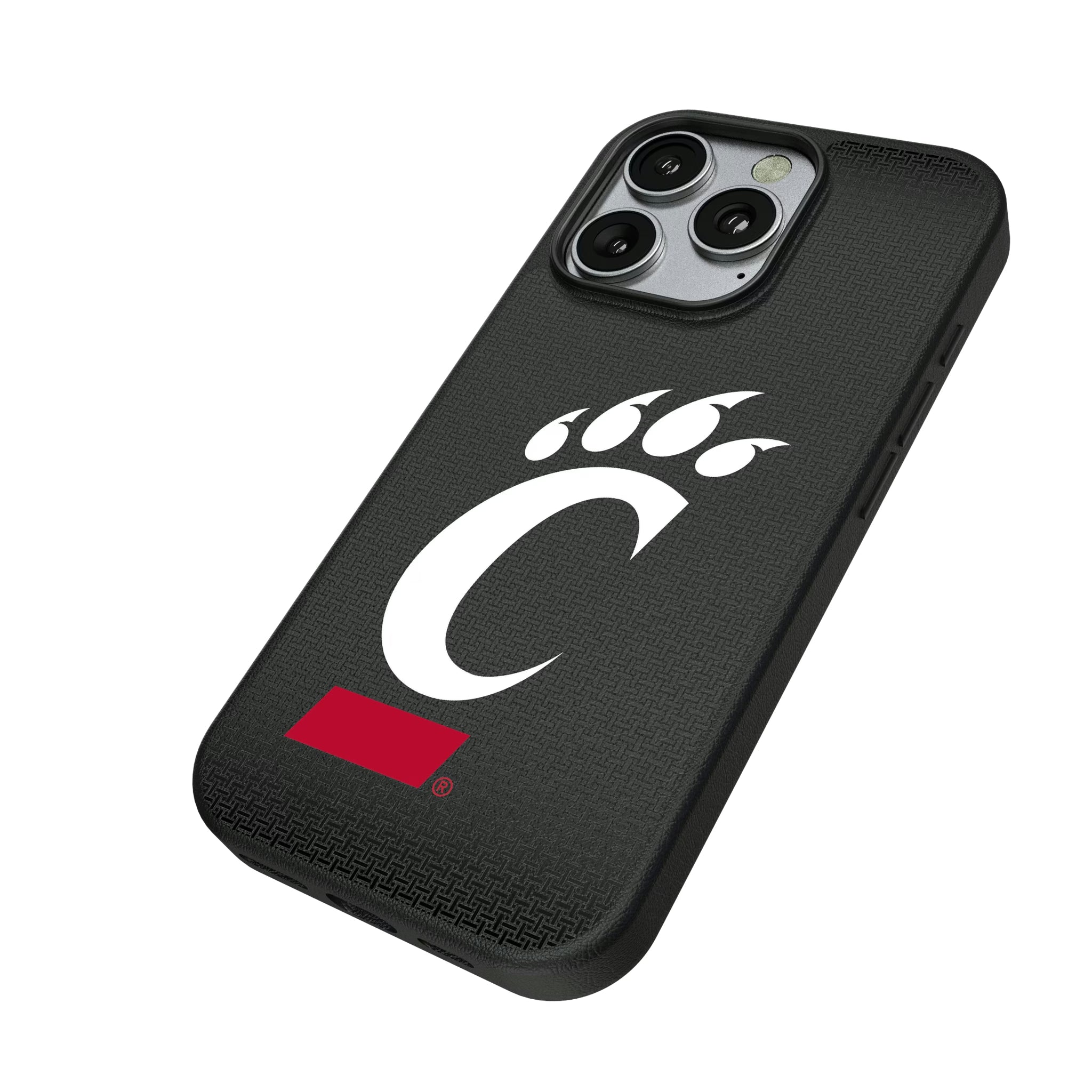 University of Cincinnati Bearcats Linen iPhone MagSafe Compatible Phone Case for Apple iPhone - Isometric View