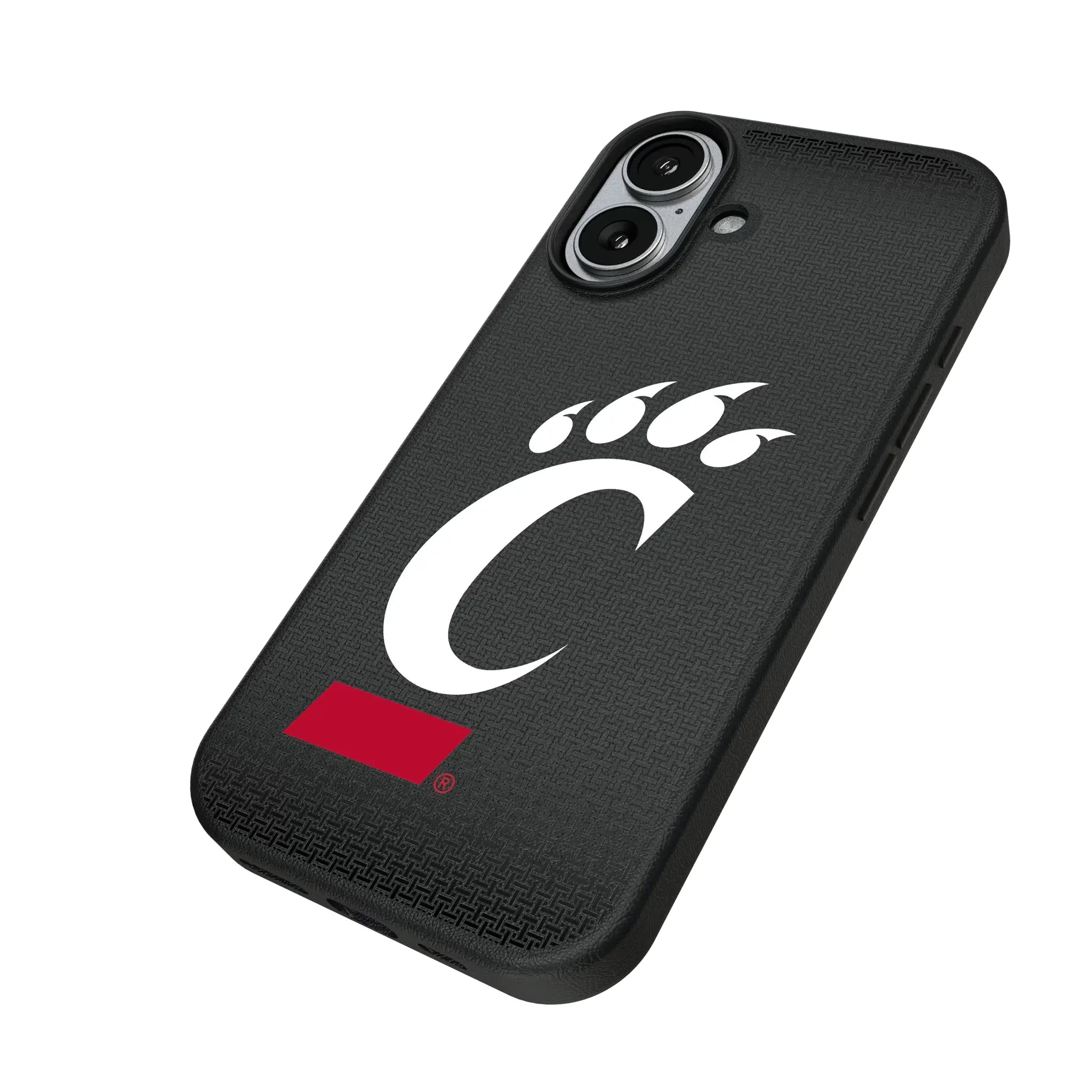 University of Cincinnati Bearcats Linen iPhone MagSafe Compatible Phone Case for Apple iPhone - Isometric View#Device_iPhone 17