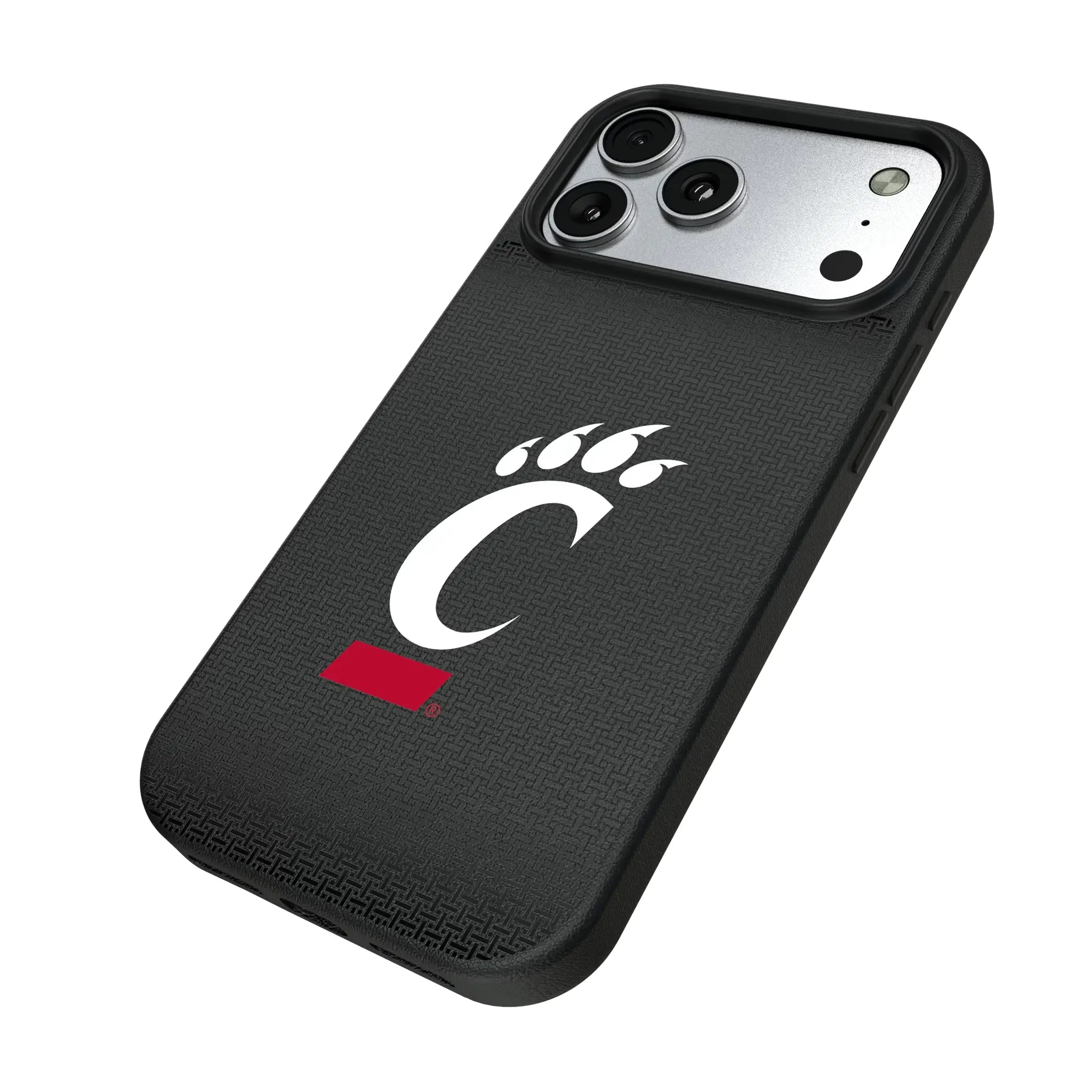 University of Cincinnati Bearcats Linen iPhone MagSafe Compatible Phone Case for Apple iPhone - Isometric View#Device_iPhone 17 Pro Max
