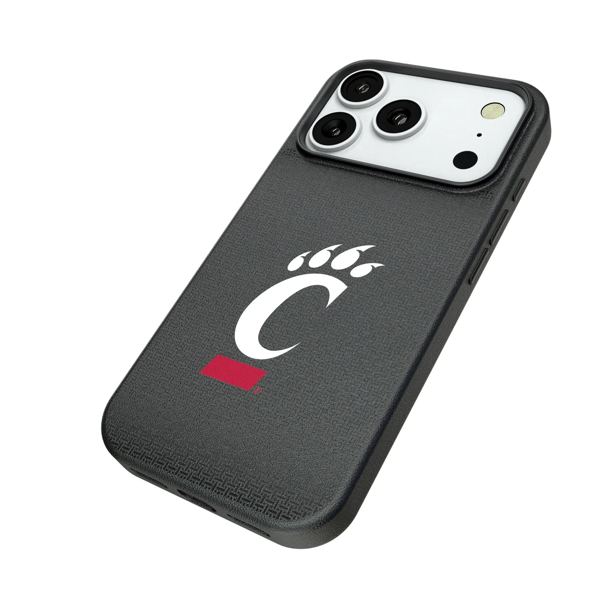University of Cincinnati Bearcats Linen iPhone MagSafe Compatible Phone Case for Apple iPhone - Isometric View#Device_iPhone 18 Pro