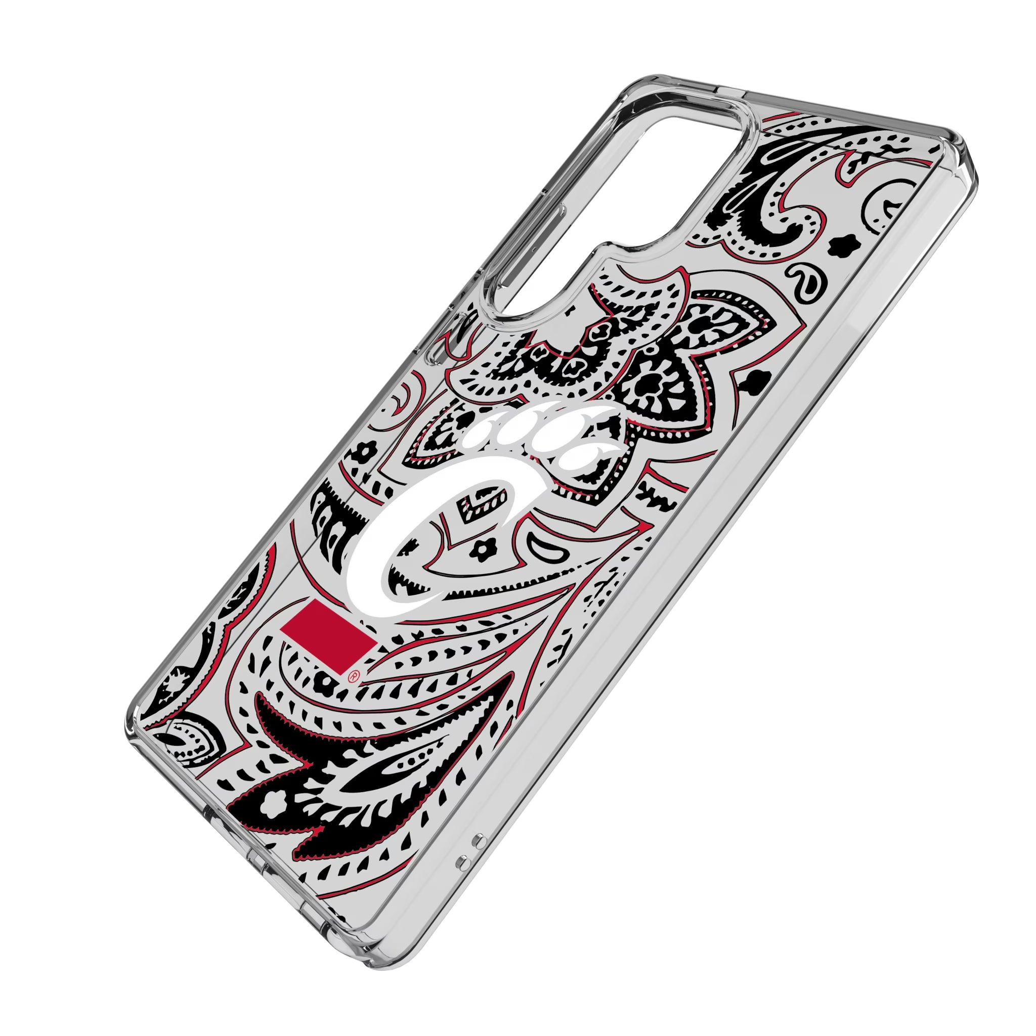 University of Cincinnati Bearcats Paisley Galaxy Clear Phone Case for Samsung Galaxy - Isometric View