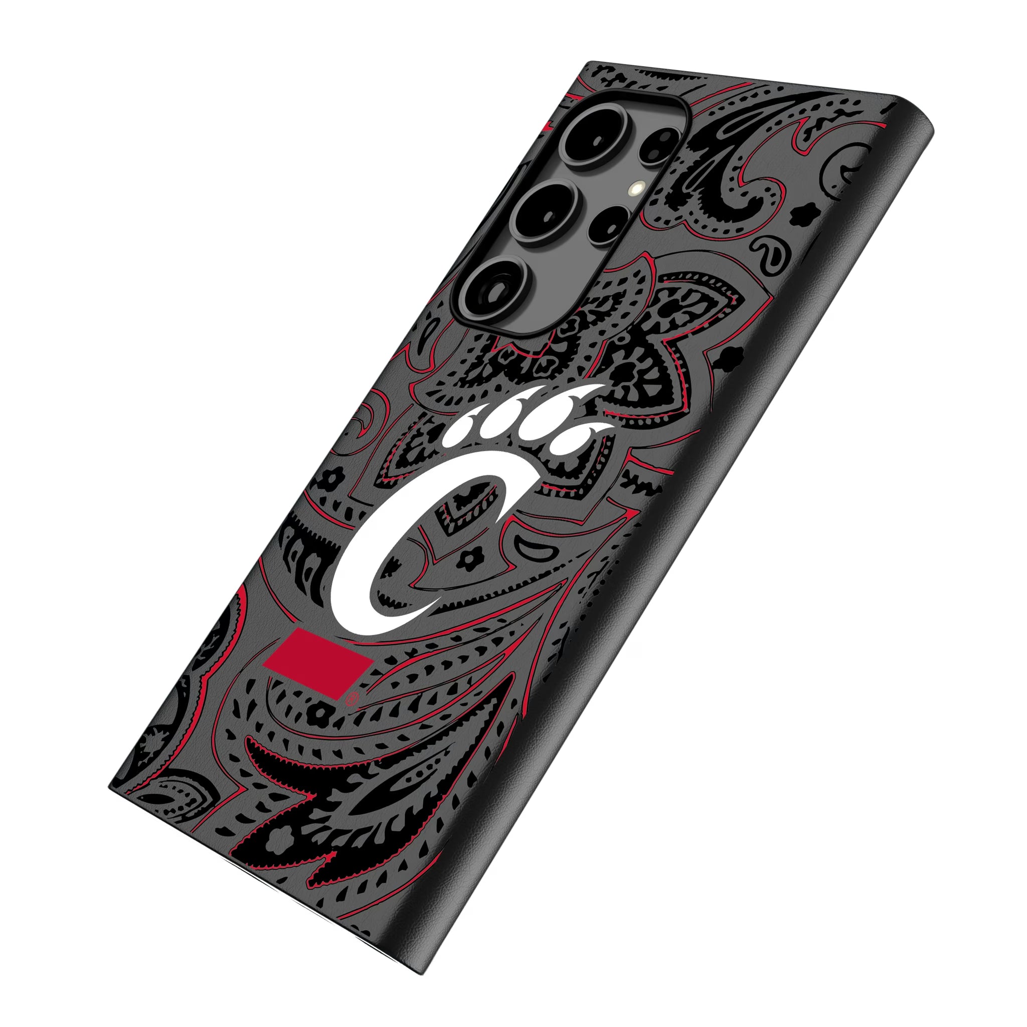 University of Cincinnati Bearcats Paisley Galaxy MagSafe Compatible Phone Case for Samsung Galaxy - Isometric View