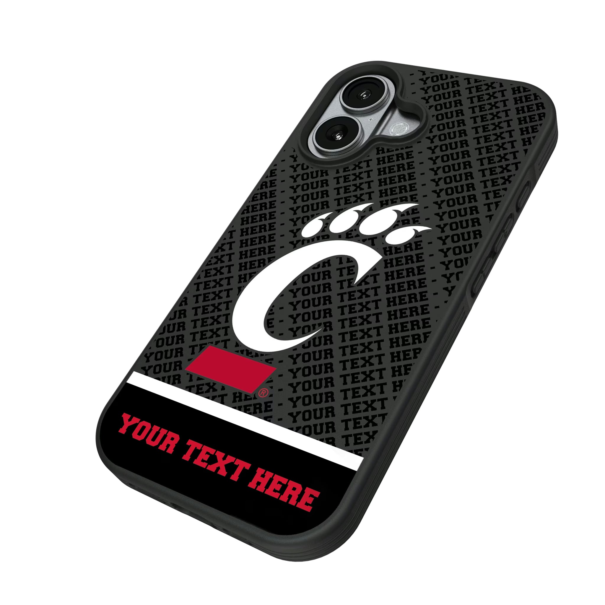 University of Cincinnati Bearcats Personalized EndZone Plus iPhone Bump Phone Case for Apple iPhone - Isometric View#Device_iPhone 17