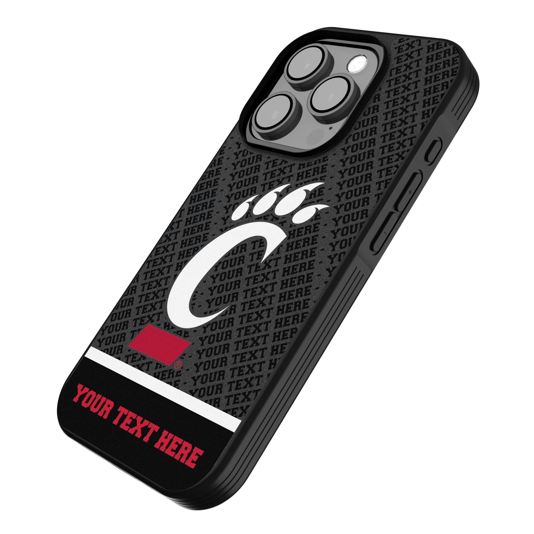 University of Cincinnati Bearcats Personalized EndZone Plus iPhone Bump Phone Case for Apple iPhone - Isometric View