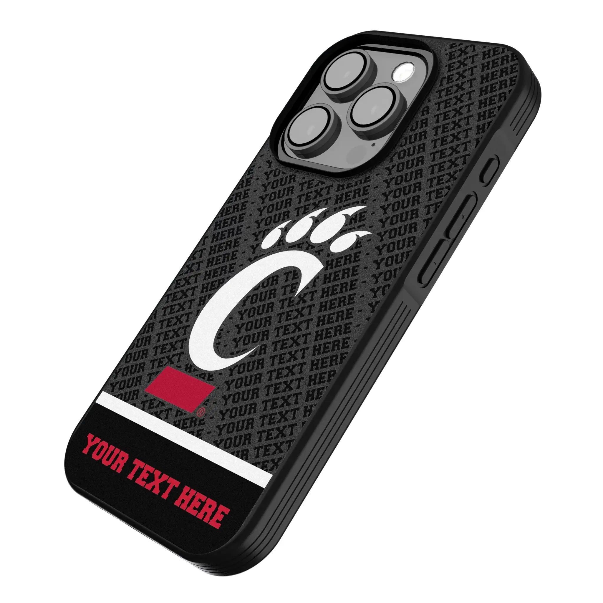 University of Cincinnati Bearcats Personalized EndZone Plus iPhone Bump Phone Case for Apple iPhone - Isometric View