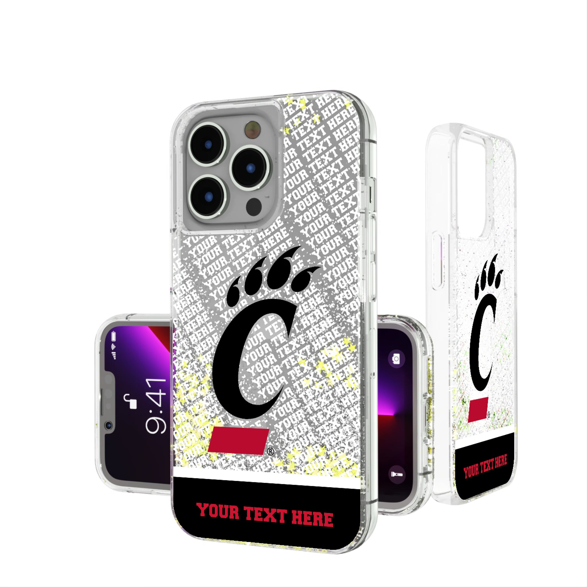 University of Cincinnati Bearcats Personalized EndZone Plus iPhone Glitter Phone Case for Apple iPhone