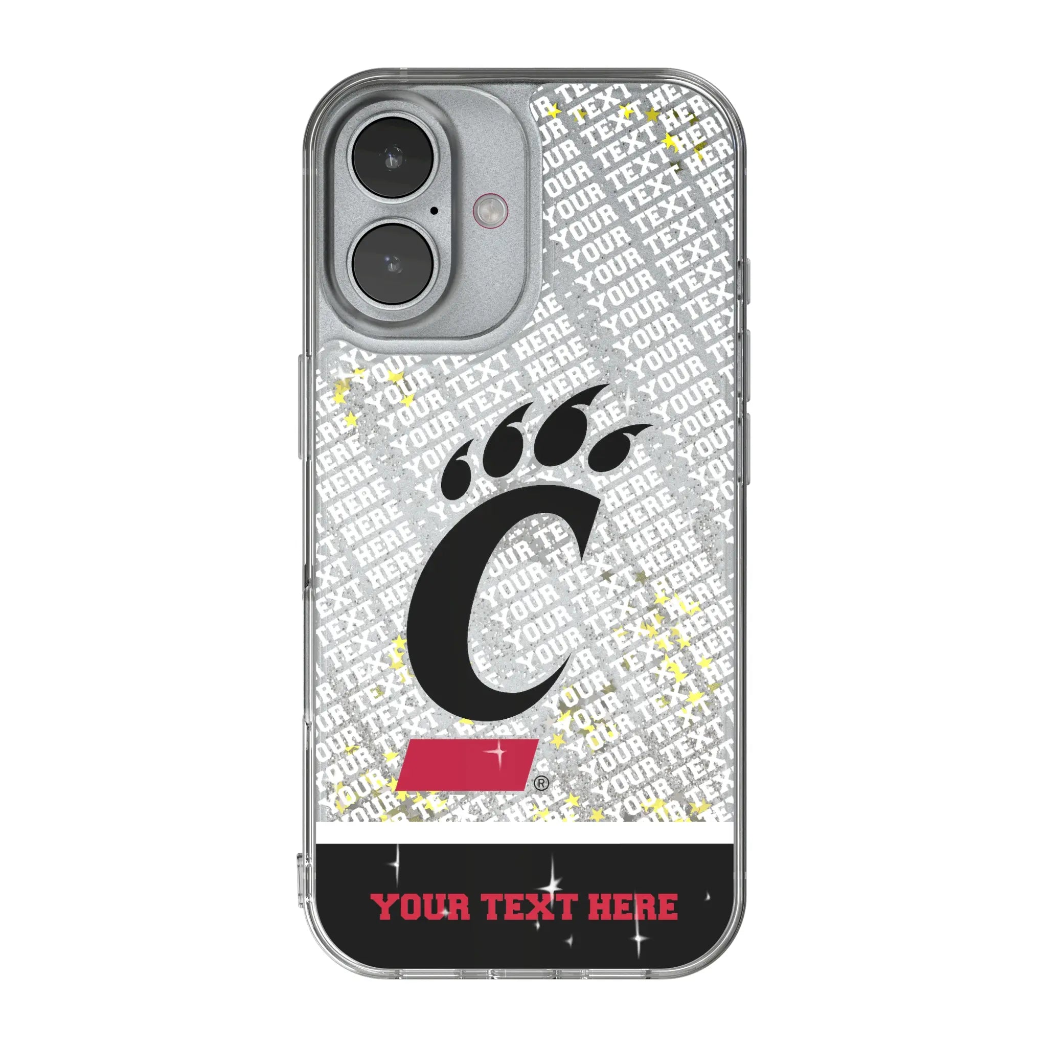 University of Cincinnati Bearcats Personalized EndZone Plus iPhone Glitter Phone Case for Apple iPhone