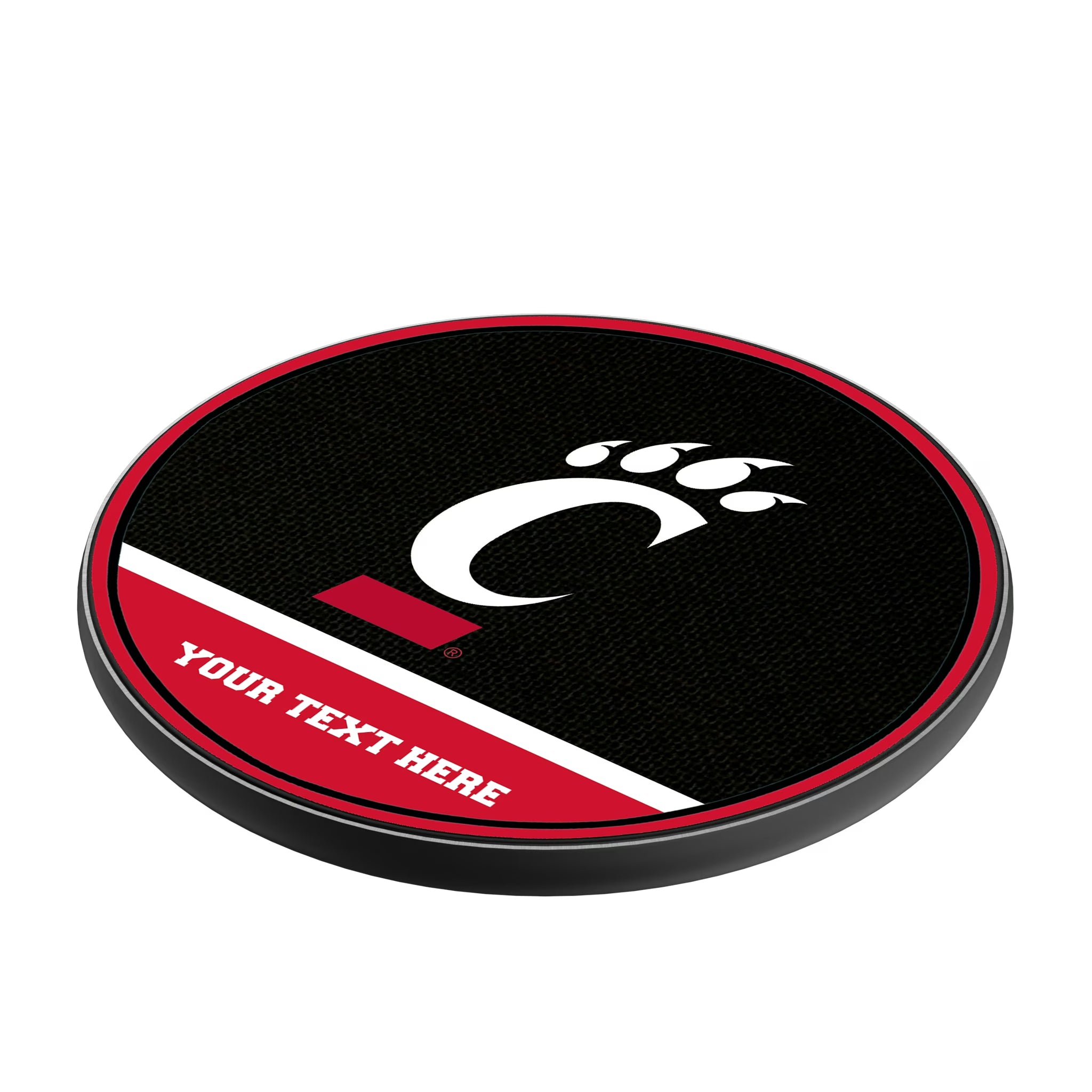 University of Cincinnati Bearcats Personalized Endzone Solid 15-Watt Wireless Charger - Isometric View