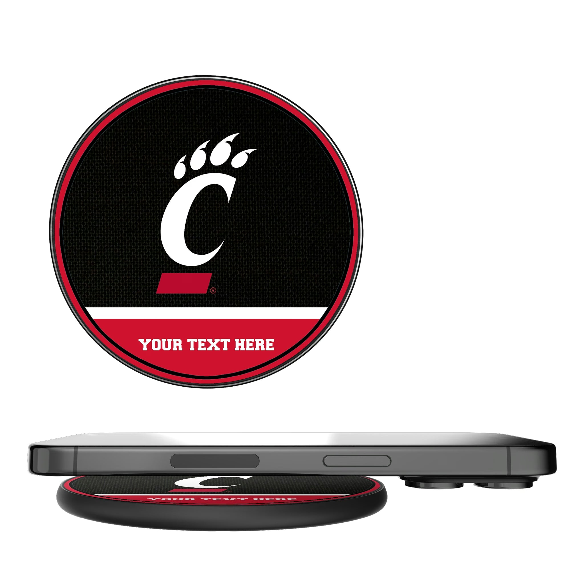 University of Cincinnati Bearcats Personalized Endzone Solid 15-Watt Wireless Charger