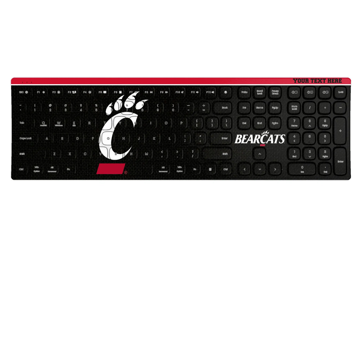 University of Cincinnati Bearcats Personalized Endzone Solid KKB605 Curved Wireless Keyboard