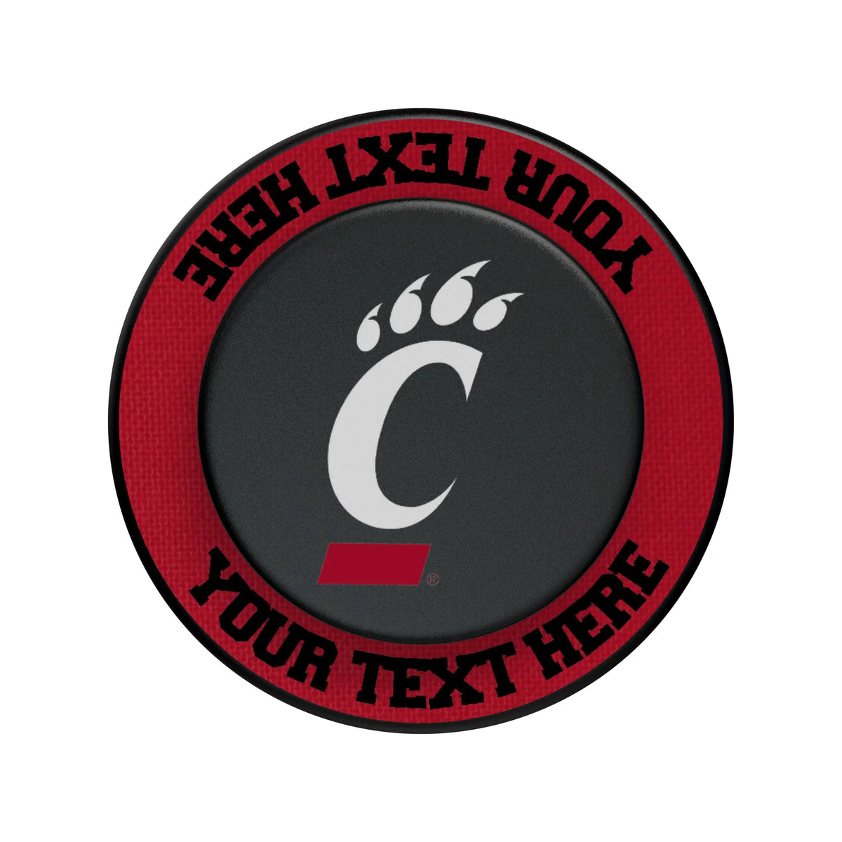 University of Cincinnati Bearcats Personalized Endzone Solid Popsockets Round Magnetic