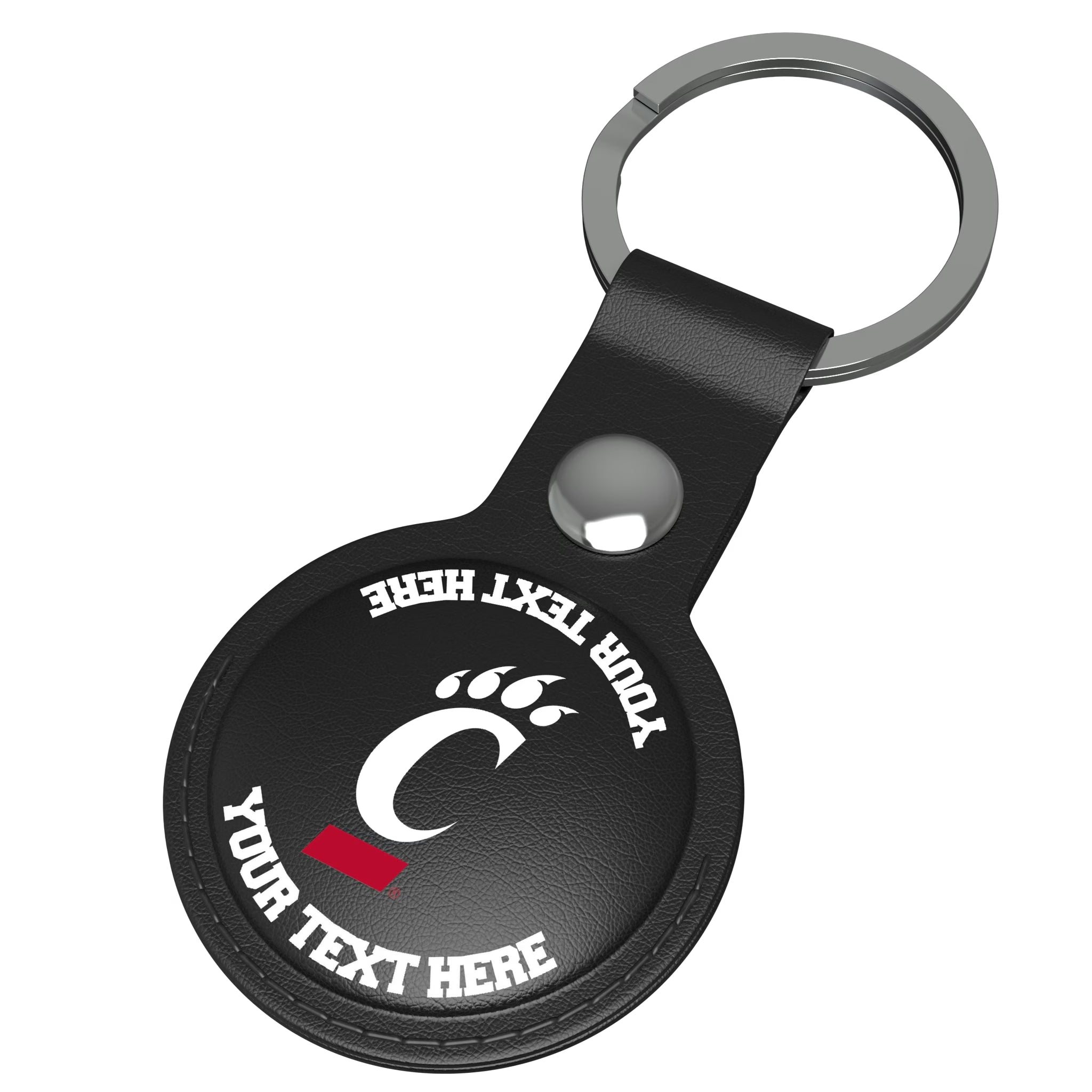 University of Cincinnati Bearcats Personalized Insignia AirTag Black Airtag Holder - Isometric View
