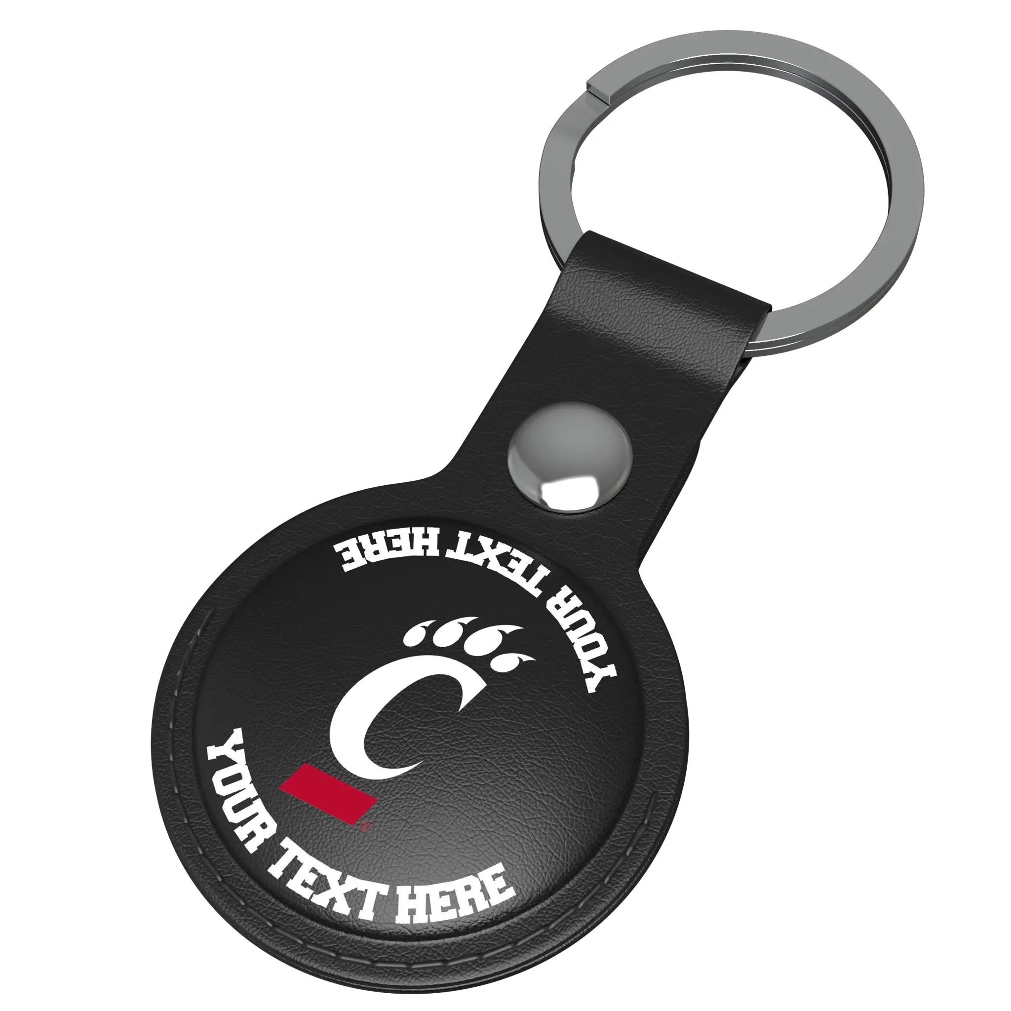 University of Cincinnati Bearcats Personalized Insignia AirTag Black Airtag Holder - Isometric View