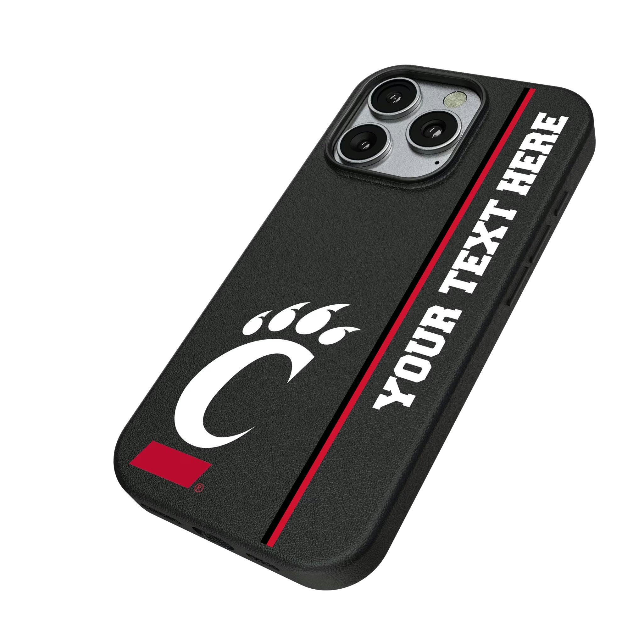 University of Cincinnati Bearcats Personalized Sidebard iPhone MagSafe Compatible Phone Case for Apple iPhone - Isometric View
