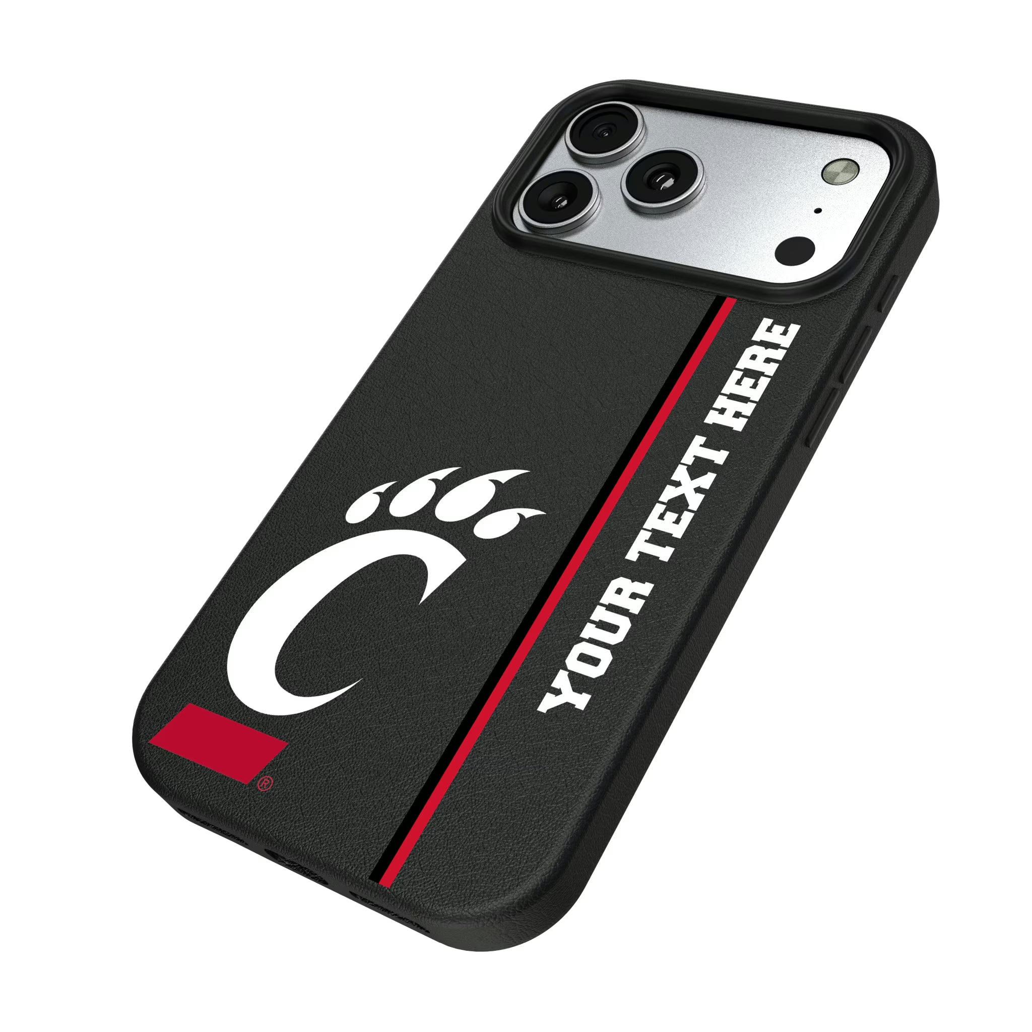 University of Cincinnati Bearcats Personalized Sidebard iPhone MagSafe Compatible Phone Case for Apple iPhone - Isometric View#Device_iPhone 17 Pro Max