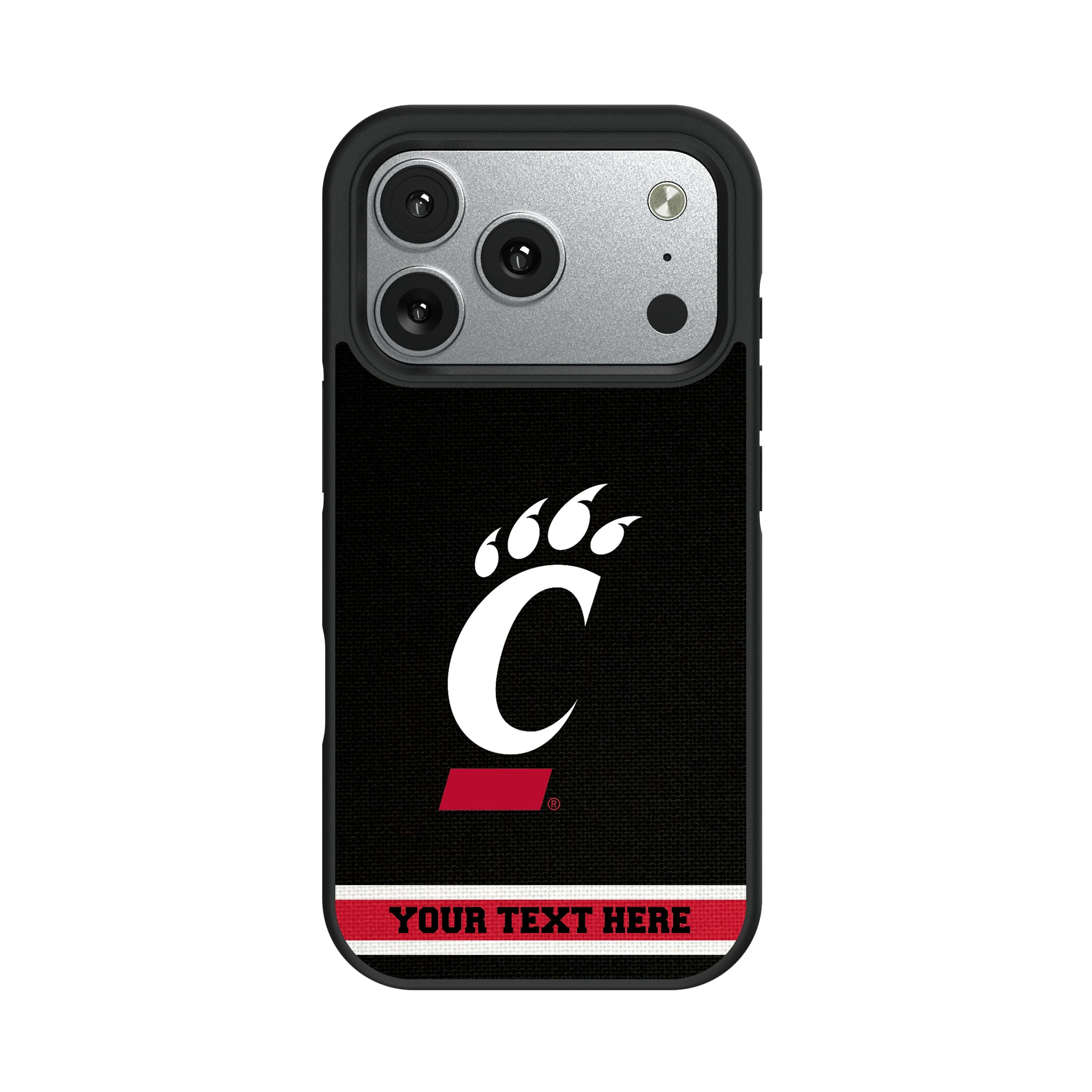 University of Cincinnati Bearcats Personalized Stripe iPhone Bump Phone Case for Apple iPhone#Device_iPhone 17 Pro