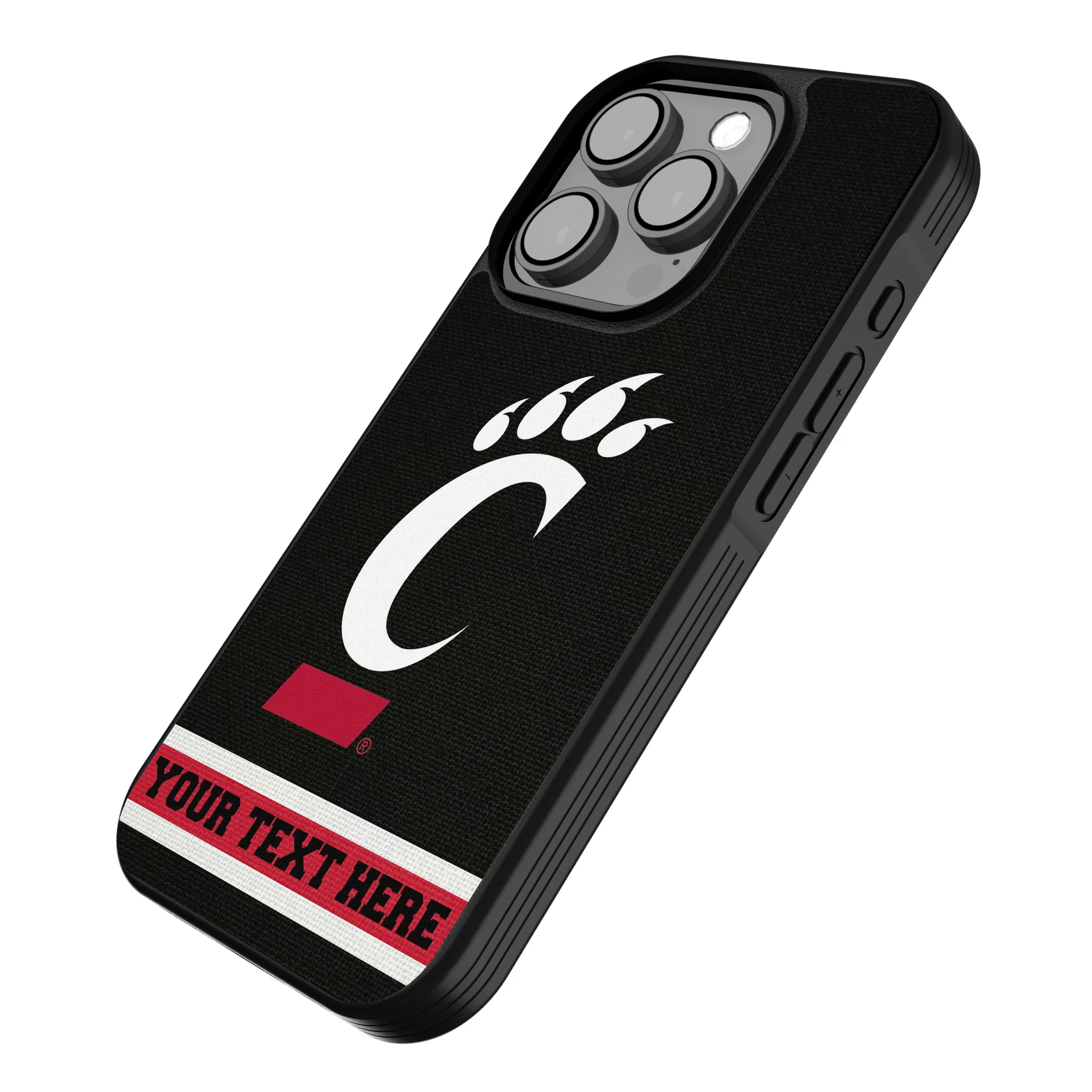 University of Cincinnati Bearcats Personalized Stripe iPhone Bump Phone Case for Apple iPhone - Isometric View