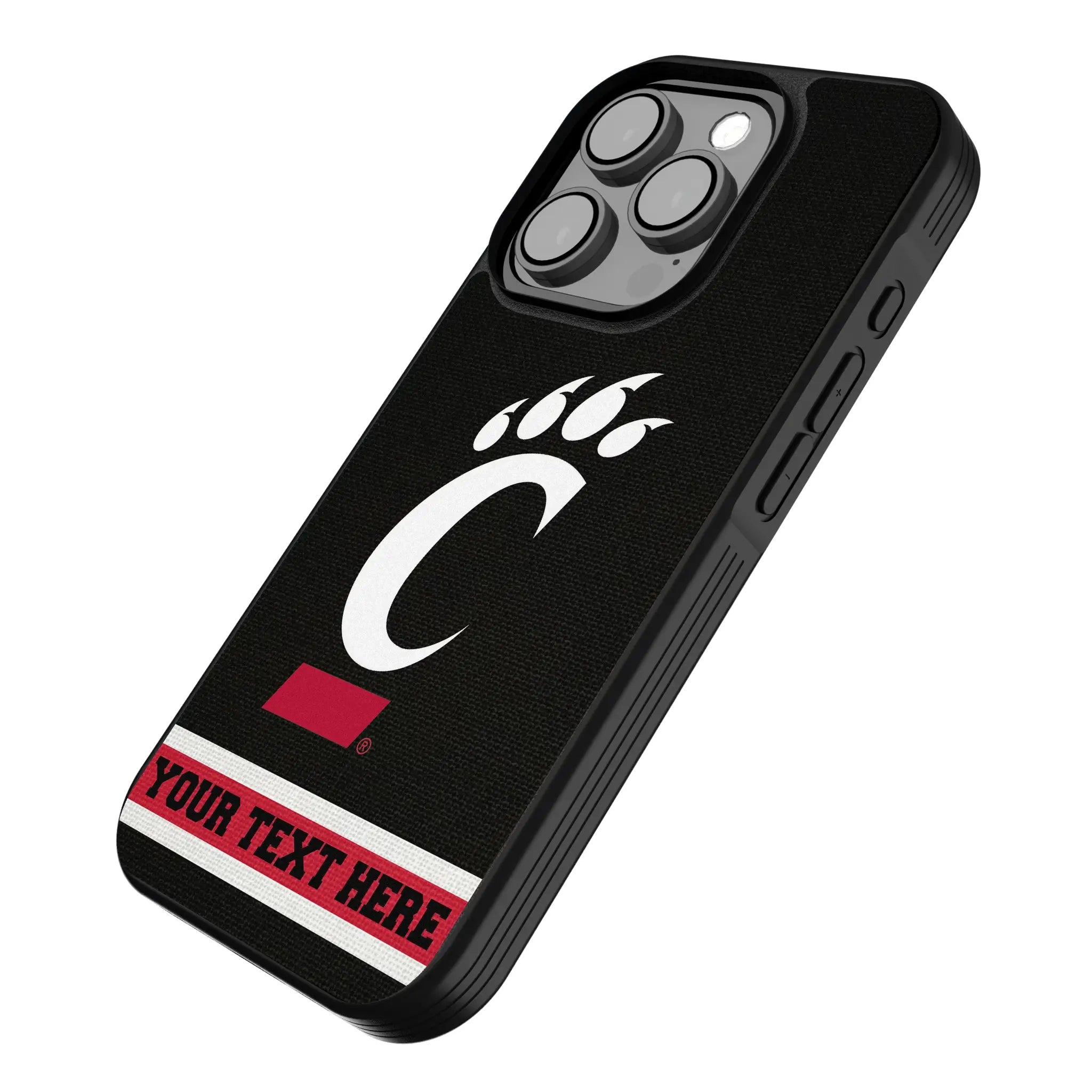 University of Cincinnati Bearcats Personalized Stripe iPhone Bump Phone Case for Apple iPhone - Isometric View
